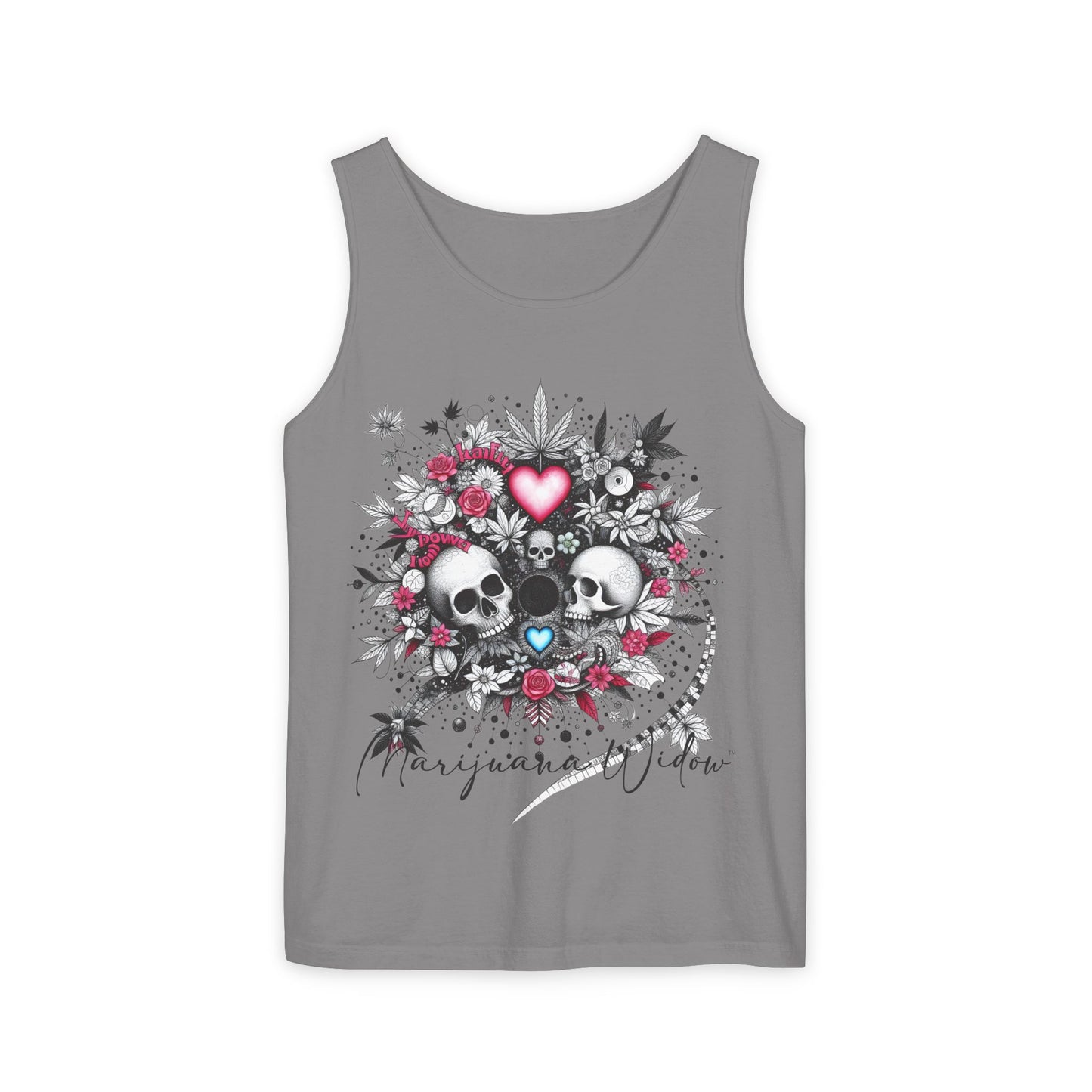 Skull & Roses Tank Top — Romantic Gothic Floral Graphic - Unisex Tank Top