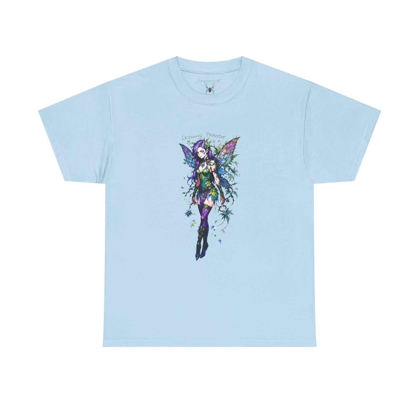 Fairy Art Tee — Lacewing Protector - Purple Green Watercolor Fairy Graphic - Unisex T-Shirt