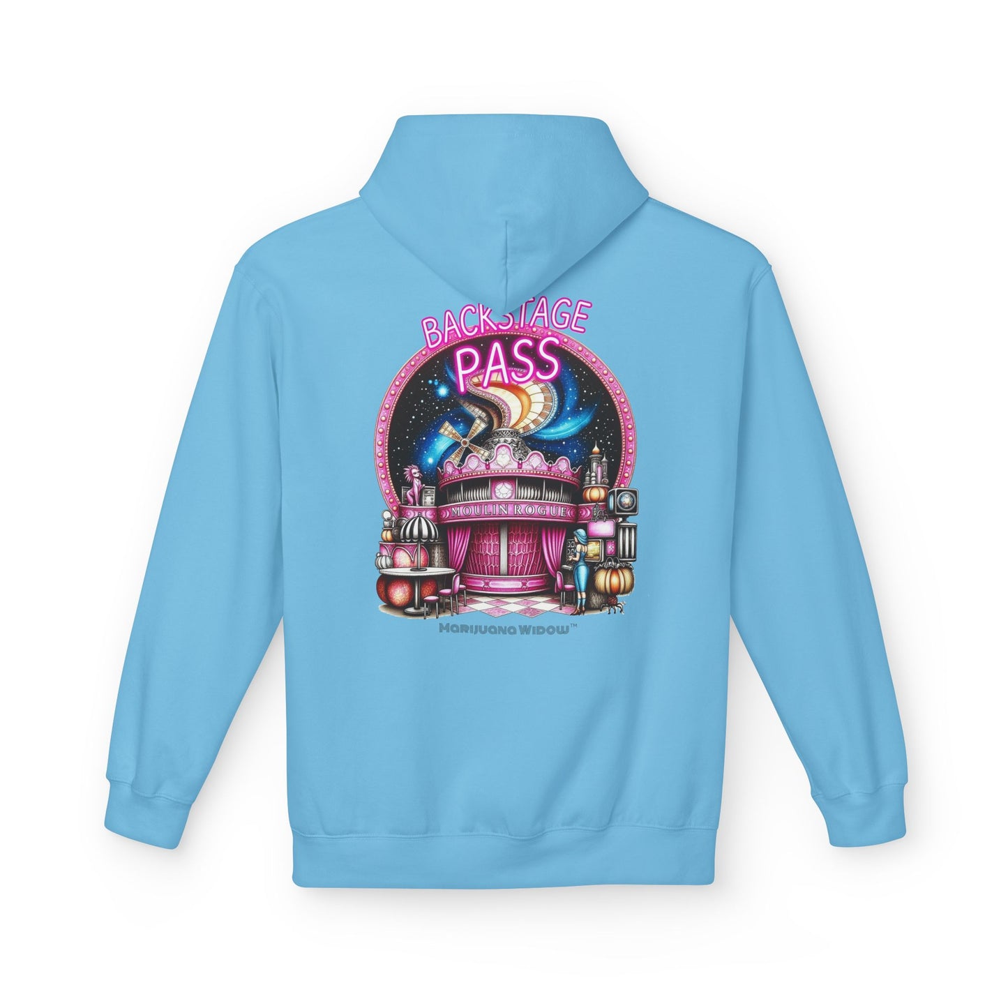 Backstage Pass Hoodie - Boozy Fairy - Neon Burlesque Theater Graphic Unisex Pullover - Marijuana Widow