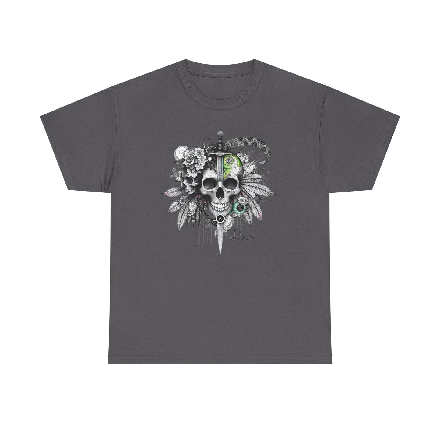 Outta My Mind - Skull Dagger Floral Tee — Gothic Skull Graphic Unisex T-Shirt
