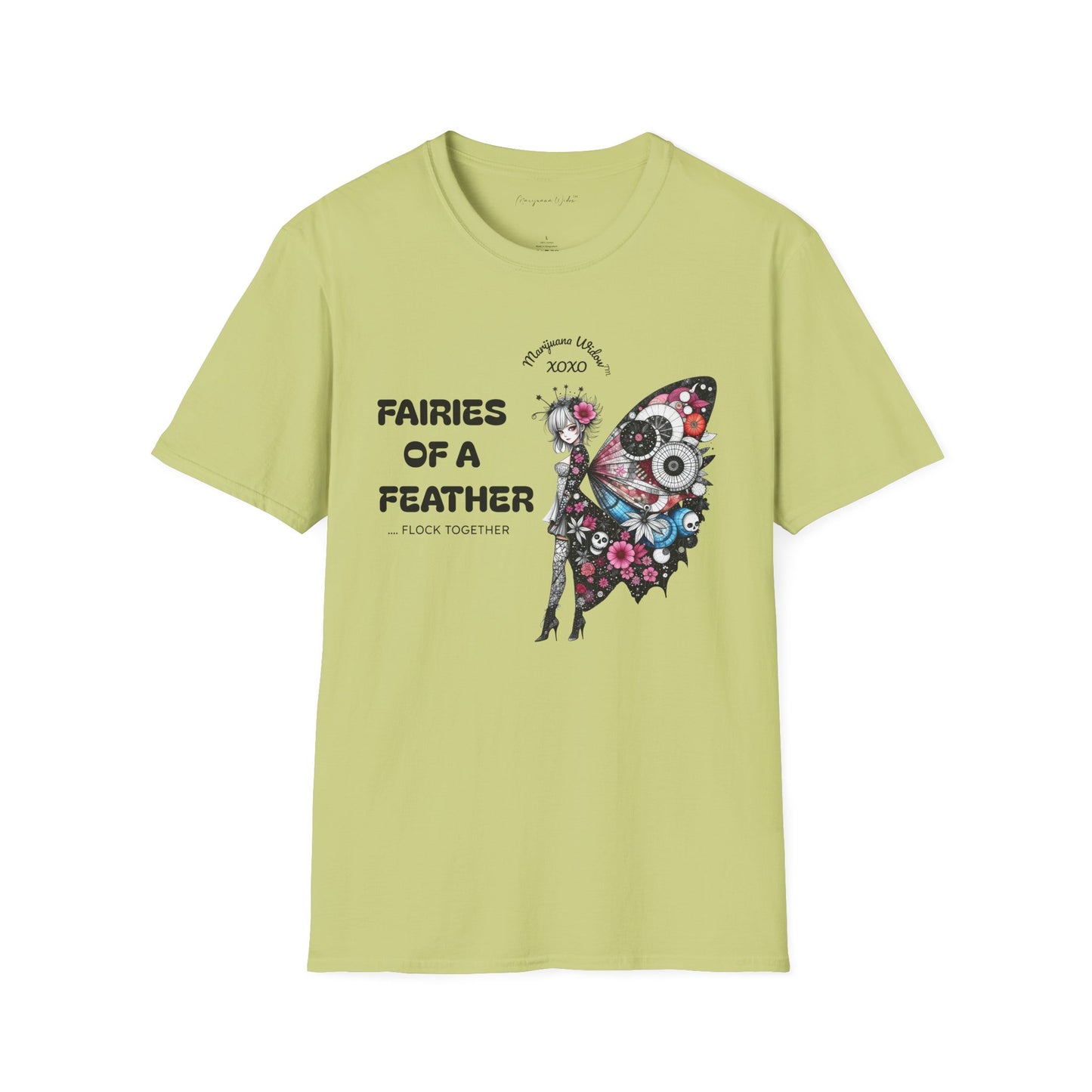 Fairies of a Feather T-Shirt — Floral Skull Wing Graphic Unisex Tee