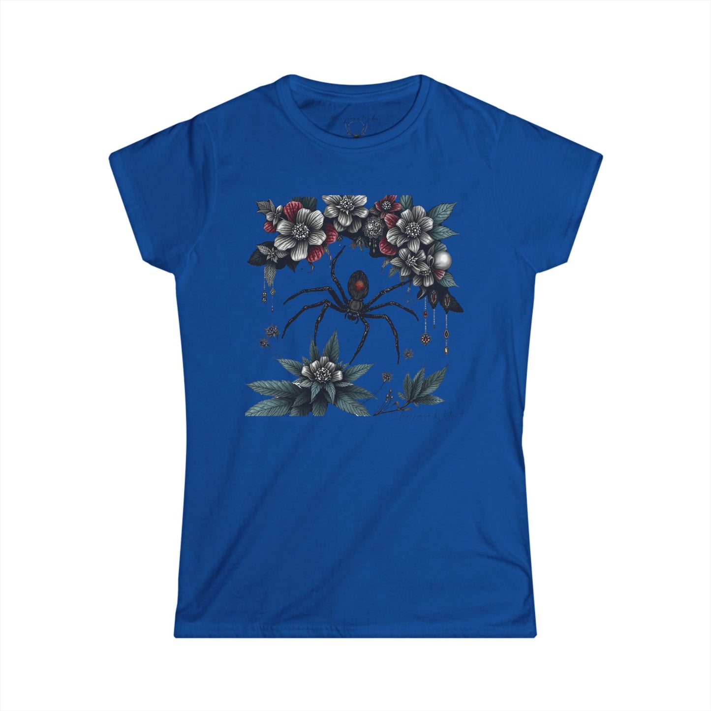 Bejeweled Black Widow Spider Floral - Women's Tee