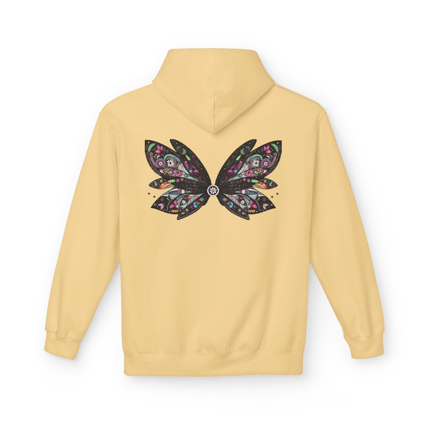 Praying for Peace - Fairy Butterfly Floral Wings Hoodie — Whimsical Butterfly Silhouette Pullover
