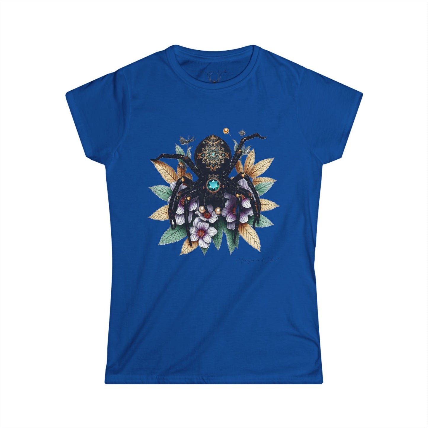 Bejeweled Black Widow Spider - Floral Pearl - Women's Tee