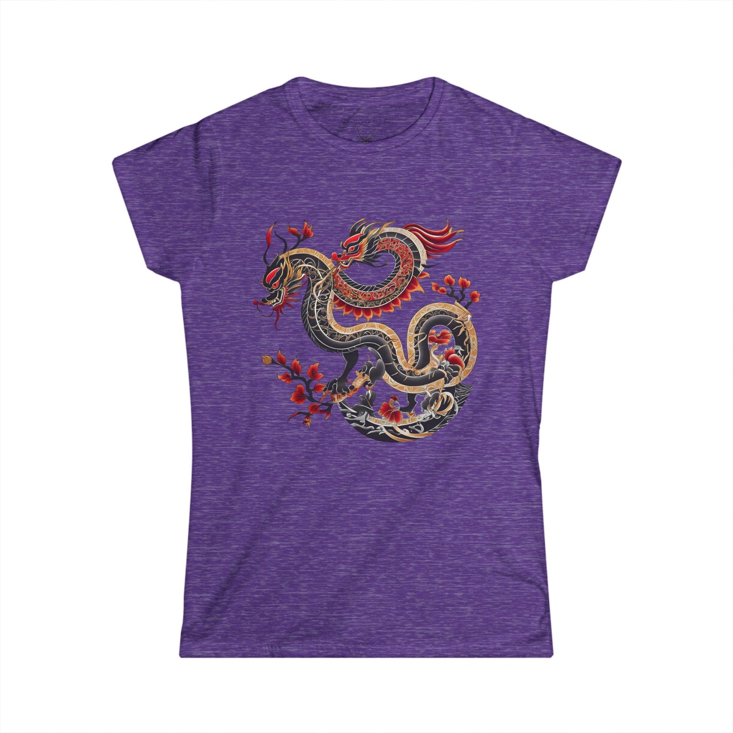 Dragon Floral Women's Tee — Vintage Eastern Serpent Graphic Shirt