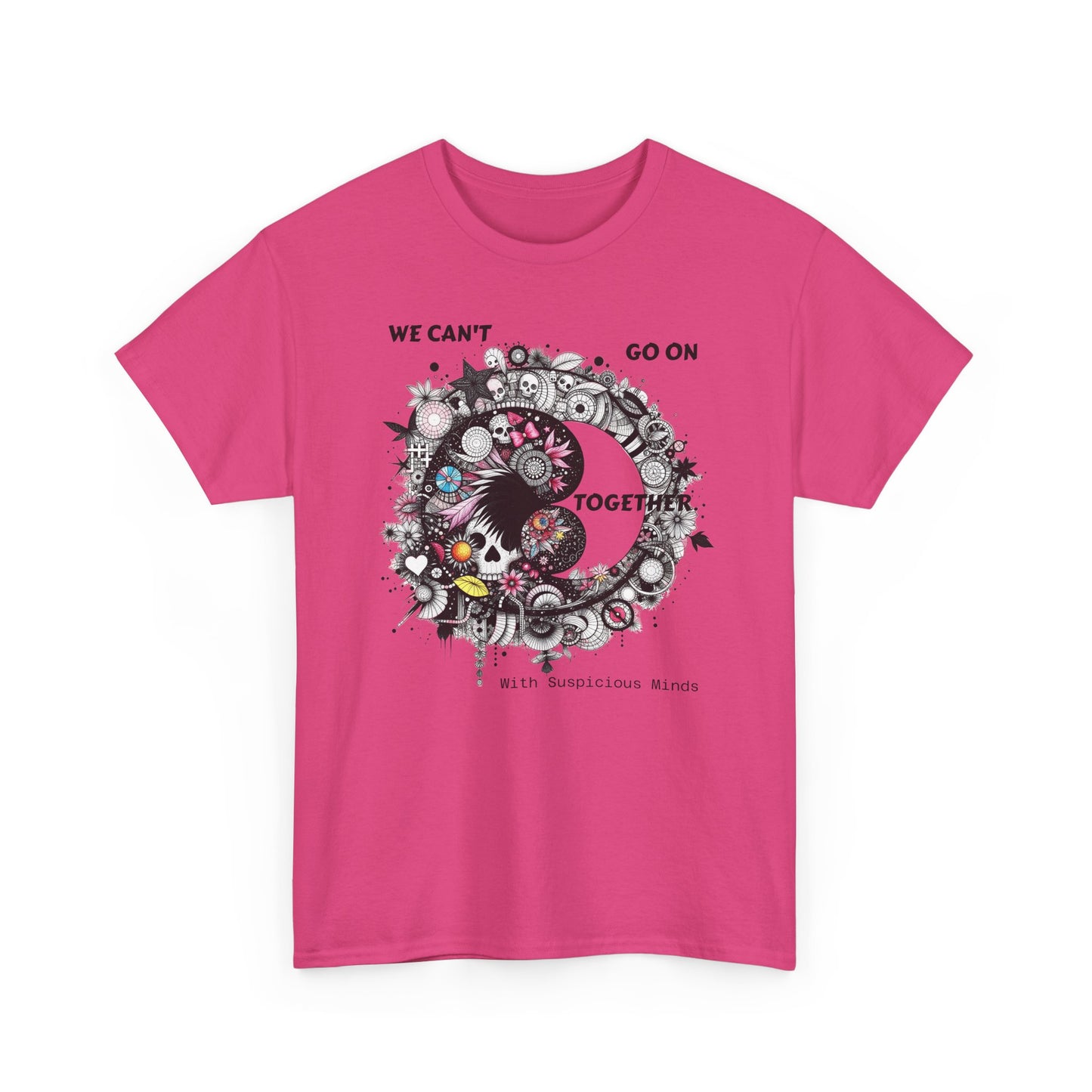 We Can't Go on Together - Ying Yang Floral Skull T-Shirt- Gothic Boho Graphic Unisex Tee