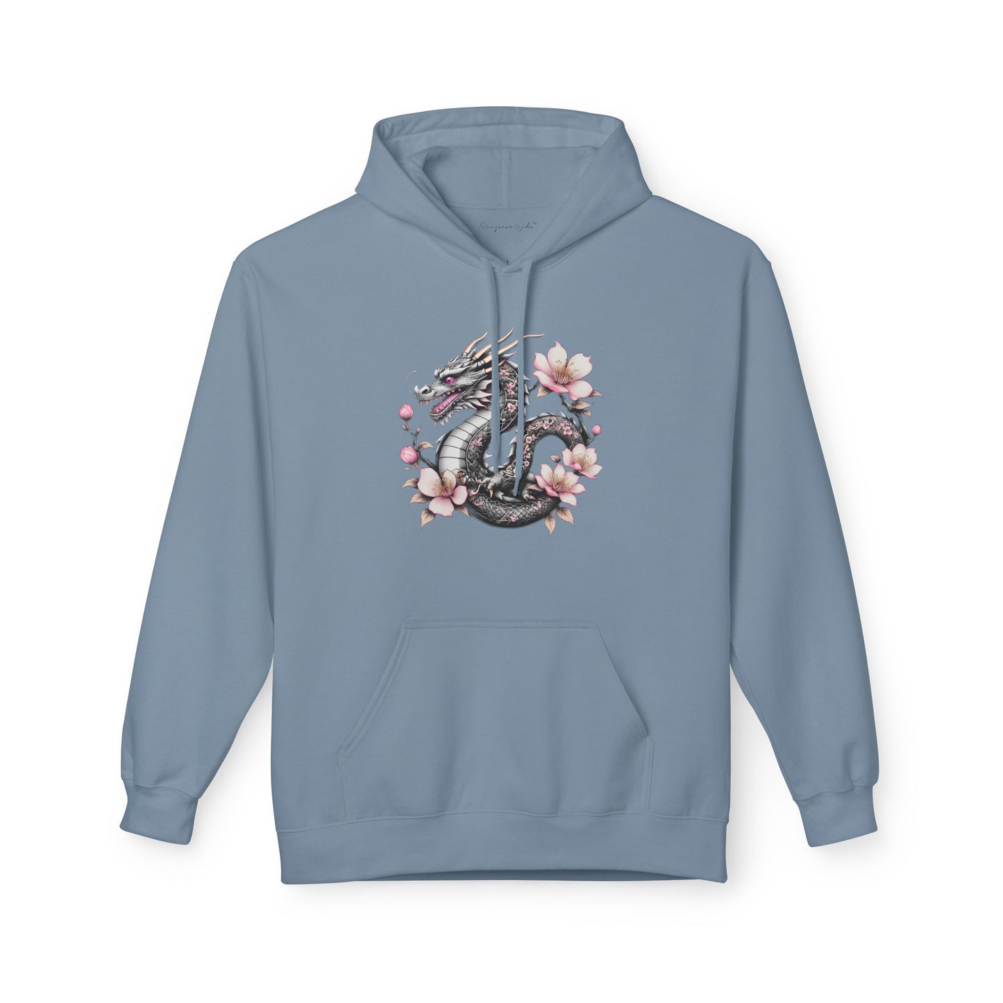 Asian Influence - Floral Dragon Hoodie – Watercolor Sakura Yin-Yang Design - Unisex Sweatshirt