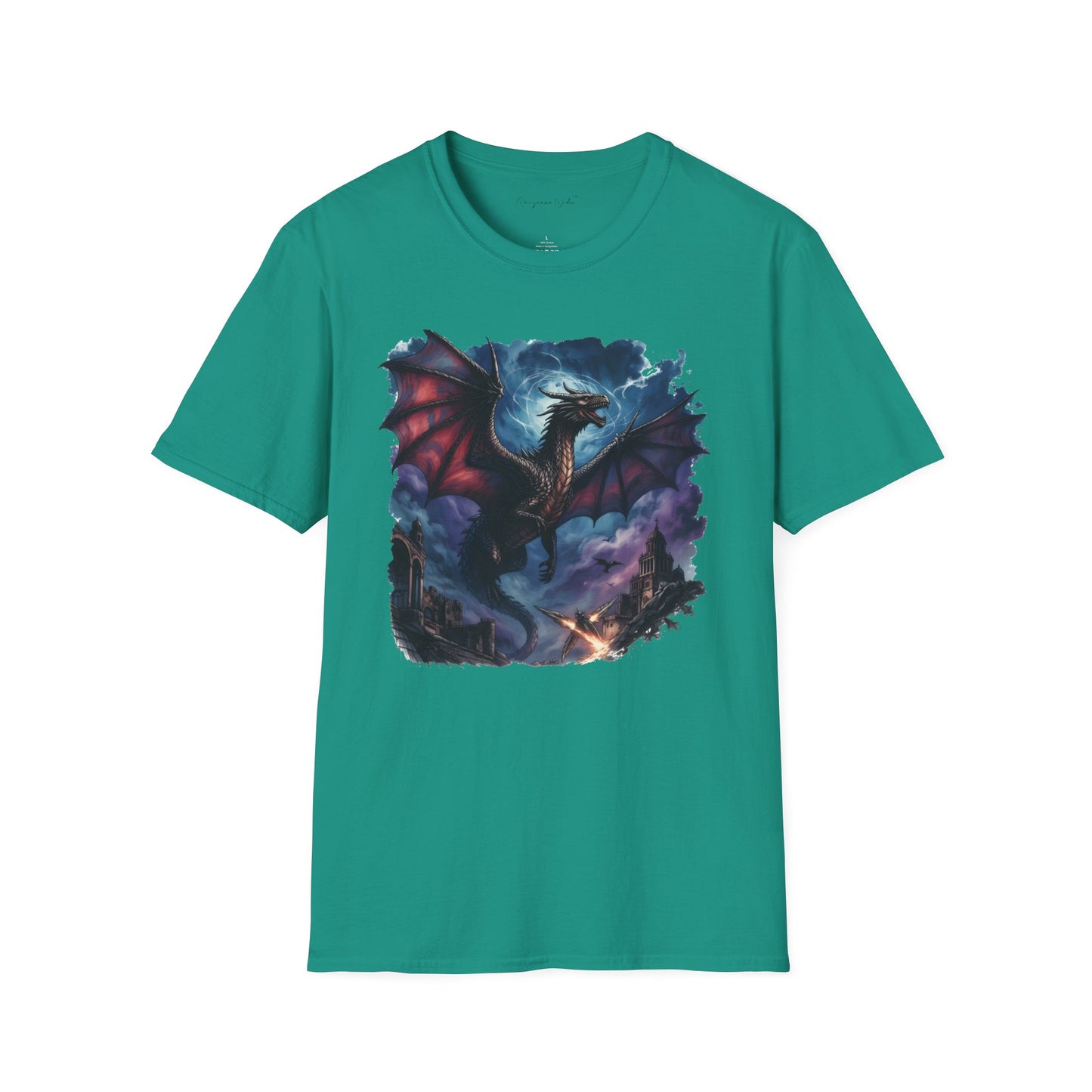 Dragon Night Above the Tower Unisex T-Shirt — Fantasy Dragon Artwork Tee