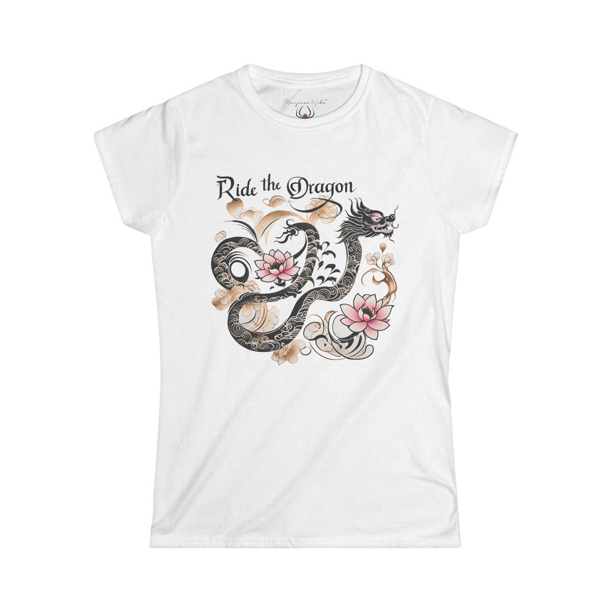 Ride the Dragon - Dragon & Cherry Blossom Women's Tee - Marijuana Widow
