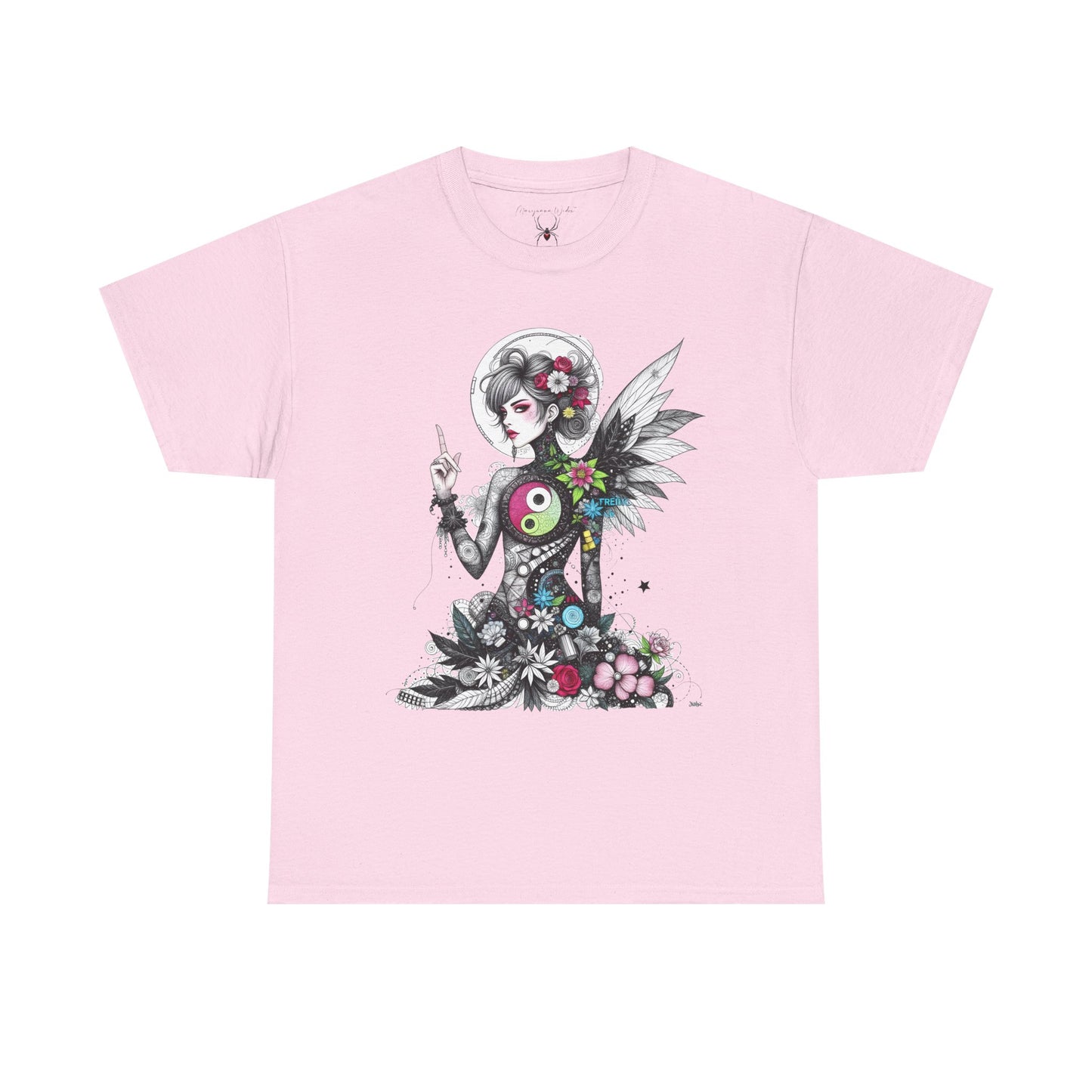 Goddess Fairy Girl Ying Yang — Whimsical Botanical Art Unisex T-shirt