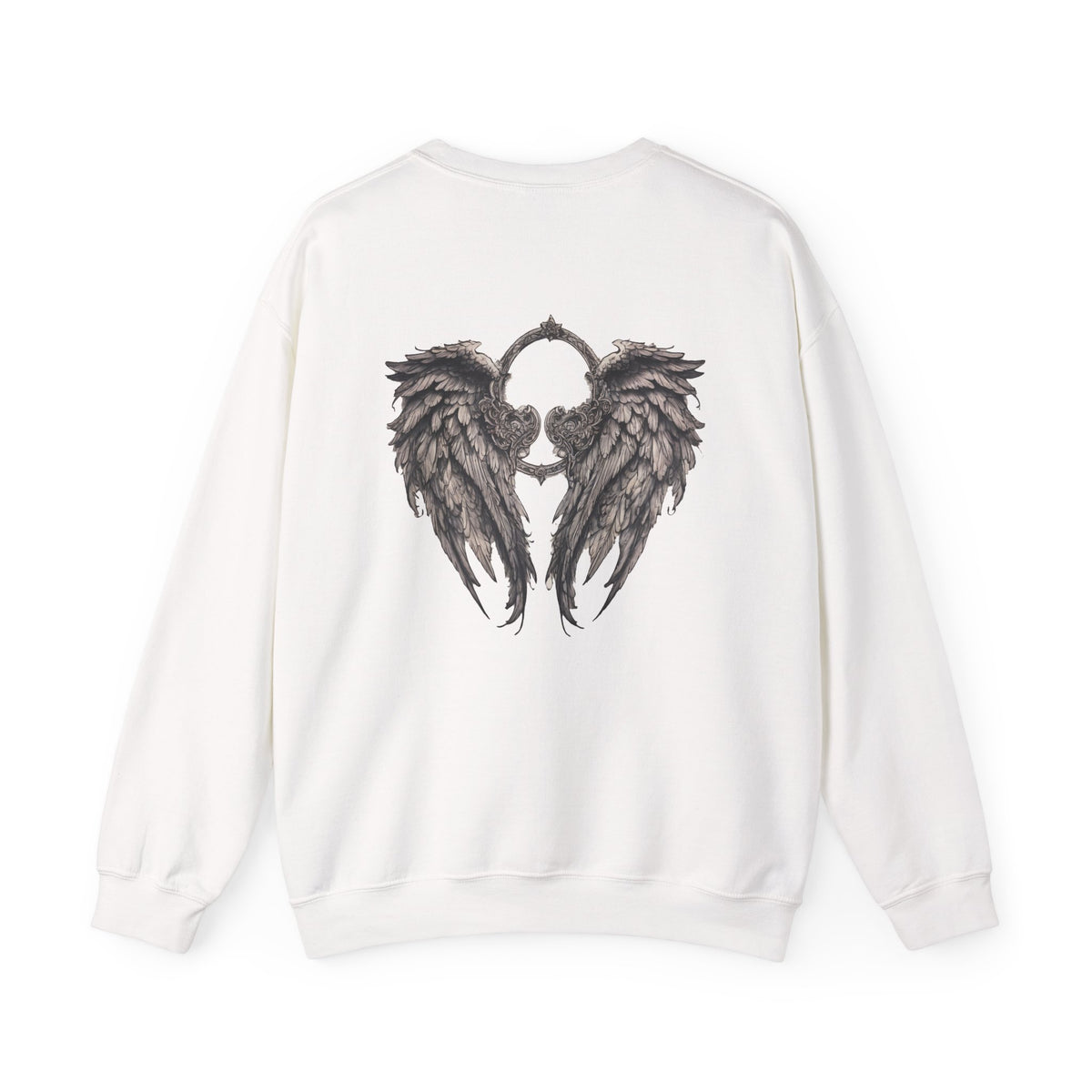 Marijuana Widow Gothic Angel Wings Sweatshirt - Wings Skulls Graphic Front and Back - Marijuana Widow