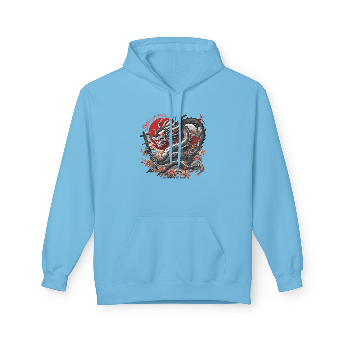 Koi Dragon Hoodie - Japanese Tattoo Style, Red Black - Unisex Sweatshirt - Marijuana Widow