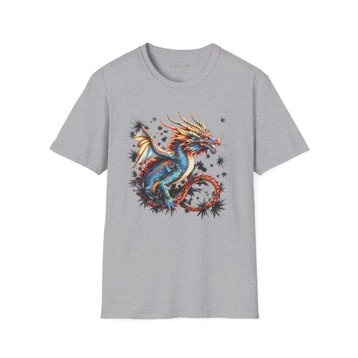 Dragon in Leaves Unisex T-Shirt — Colorful Dragon Graphic Tee