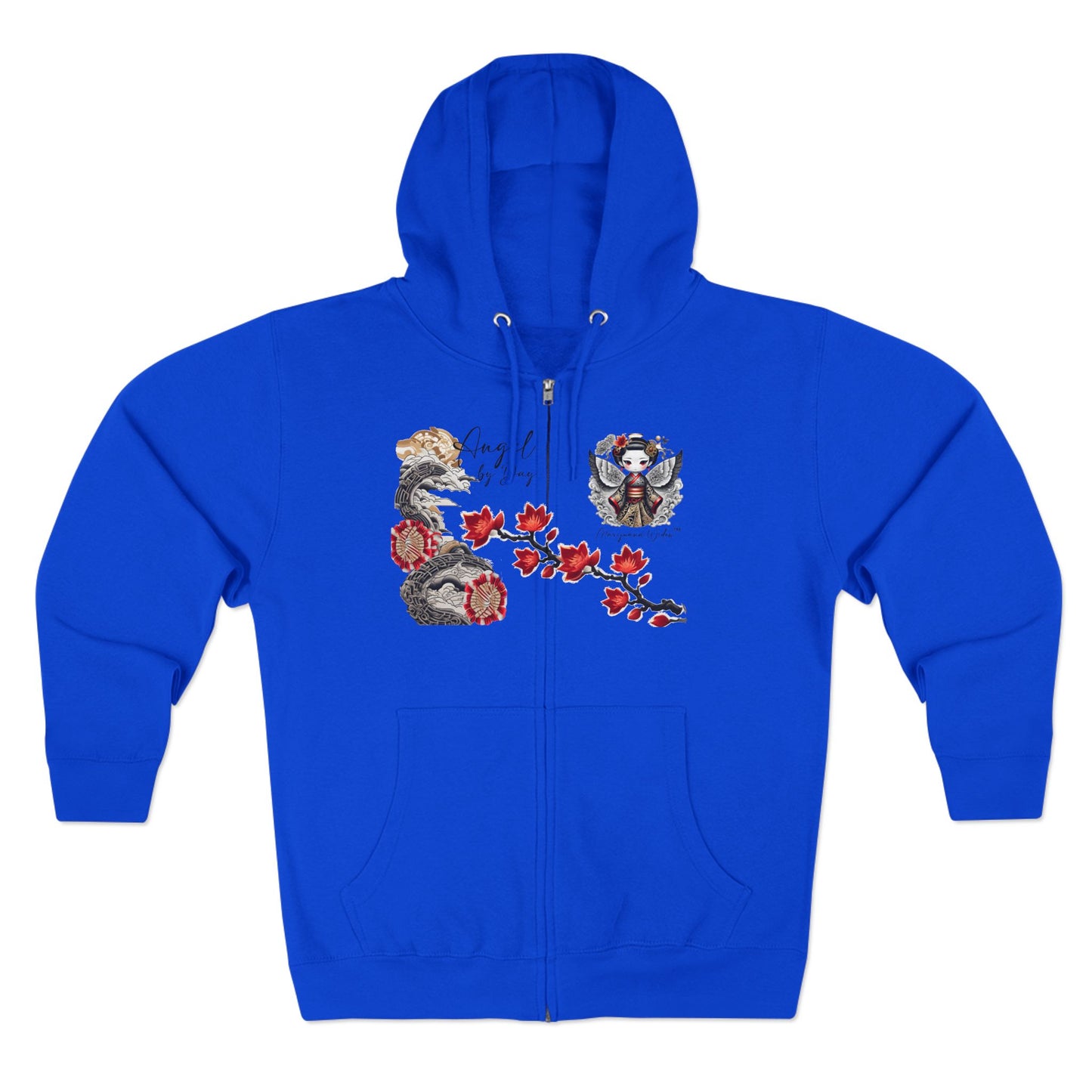 Angel by Day, Dragon by Night Zip-Hoodie - Japanese Dragon and Geisha Angel - Zip-Up Unisex Hoodie