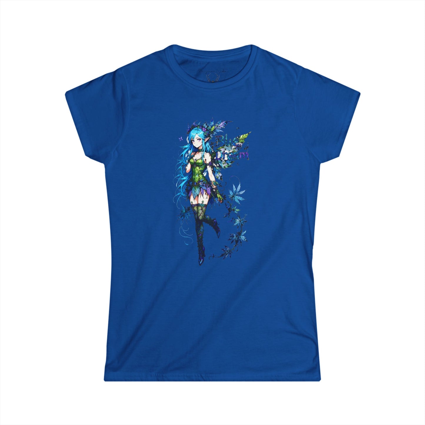 Blue Dream Anime Fairy T-Shirt — Floral Fantasy Graphic Unisex T-shirt
