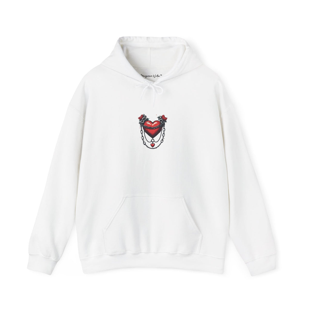 Cupid Girl Heart Necklace Hoodie – Cute Romantic Graphic Unisex Sweatshirt - Marijuana Widow