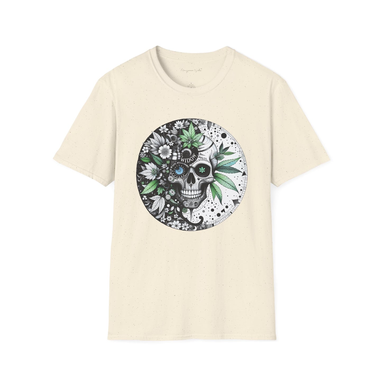 Skull Floral Tee — 'Widow' Botanical Day of the Dead Graphic Unisex Soft T-Shirt