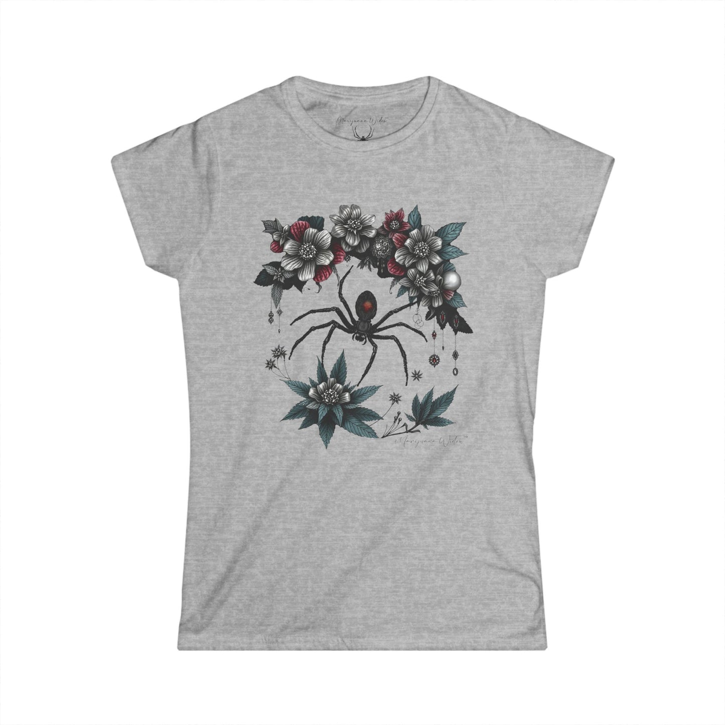 Bejeweled Black Widow Spider Floral - Women's Tee