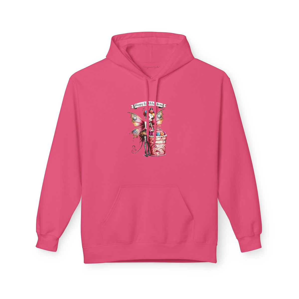 Fairy Butterfly - Happy Birthday to Me - Unisex Hoodie - Fairy and Cat with a Birthday Cake Sweatshirt - Marijuana Widow