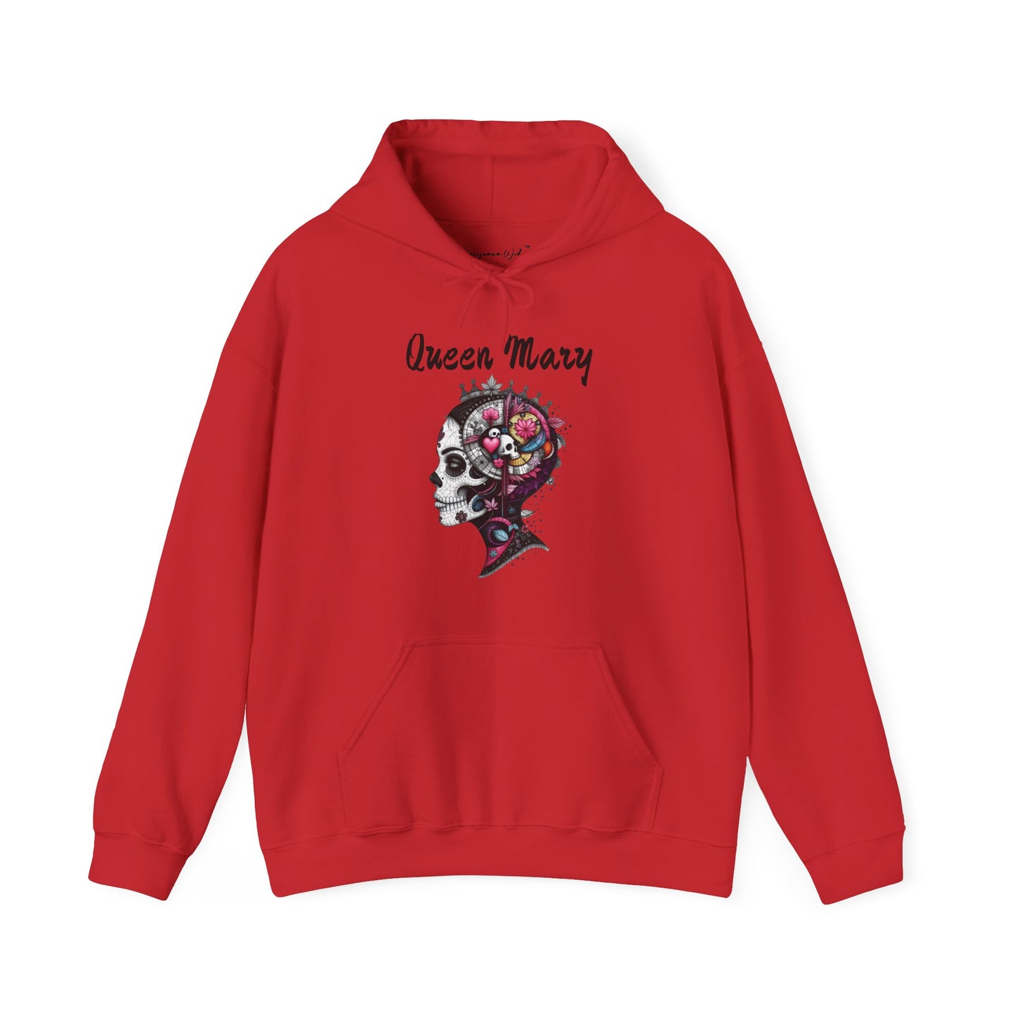 Queen Mary - Skull Floral Leaf Ying Yang Hoodie — Gothic Day of the Dead Style Sweatshirt