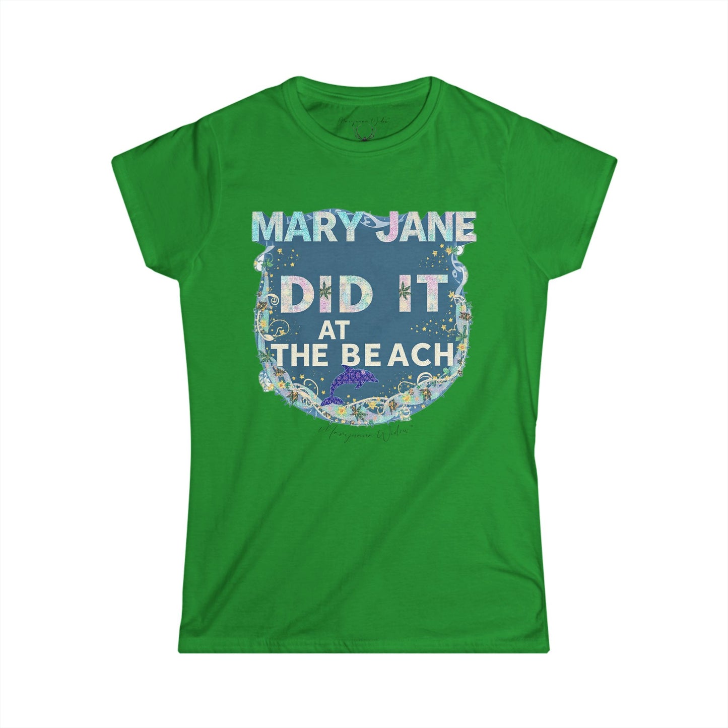 Mary Jane Did It at the Beach Again Tee — Cute Dolphin Graphic Women's Shirt