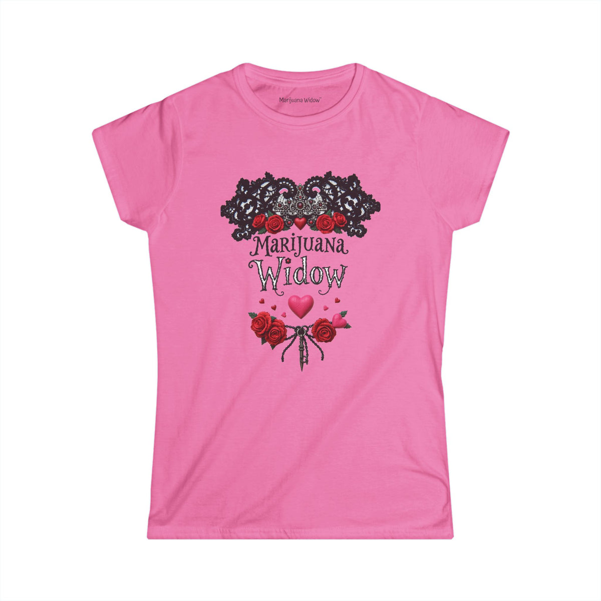 Marijuana Widow "Nobility" Women's Tee - Roses Hearts Lace Graphic T-Shirt