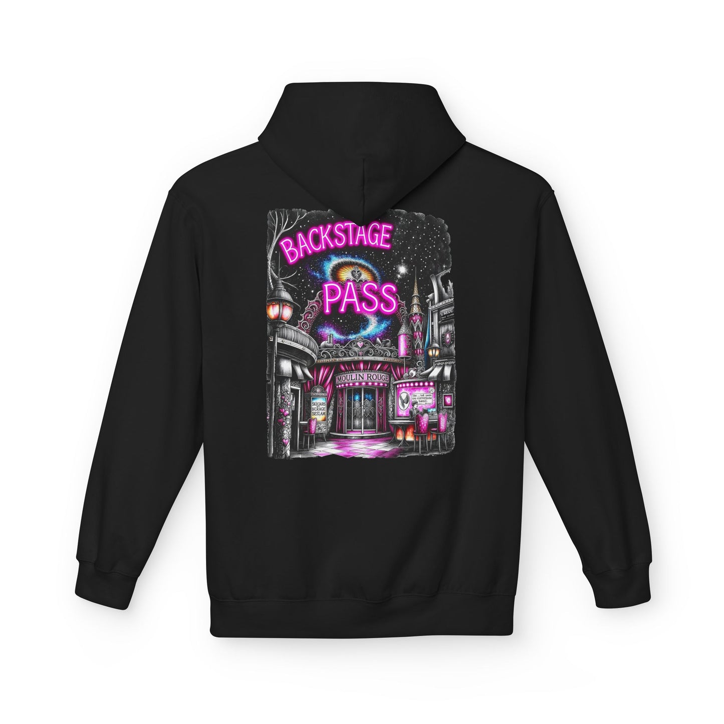 Backstage Pass Hoodie — Superstar Fairy - Neon Burlesque Theater Graphic Unisex Pullover - Marijuana Widow