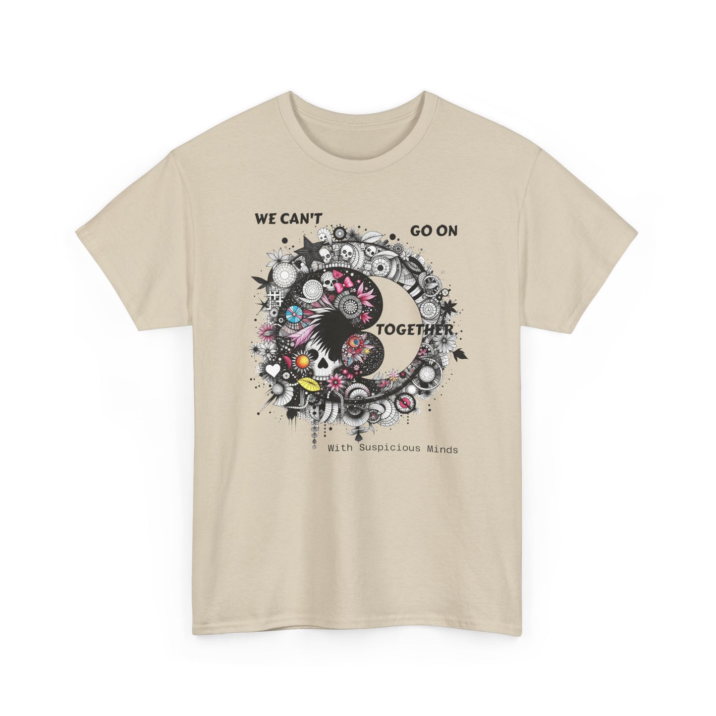 We Can't Go on Together - Ying Yang Floral Skull T-Shirt- Gothic Boho Graphic Unisex Tee