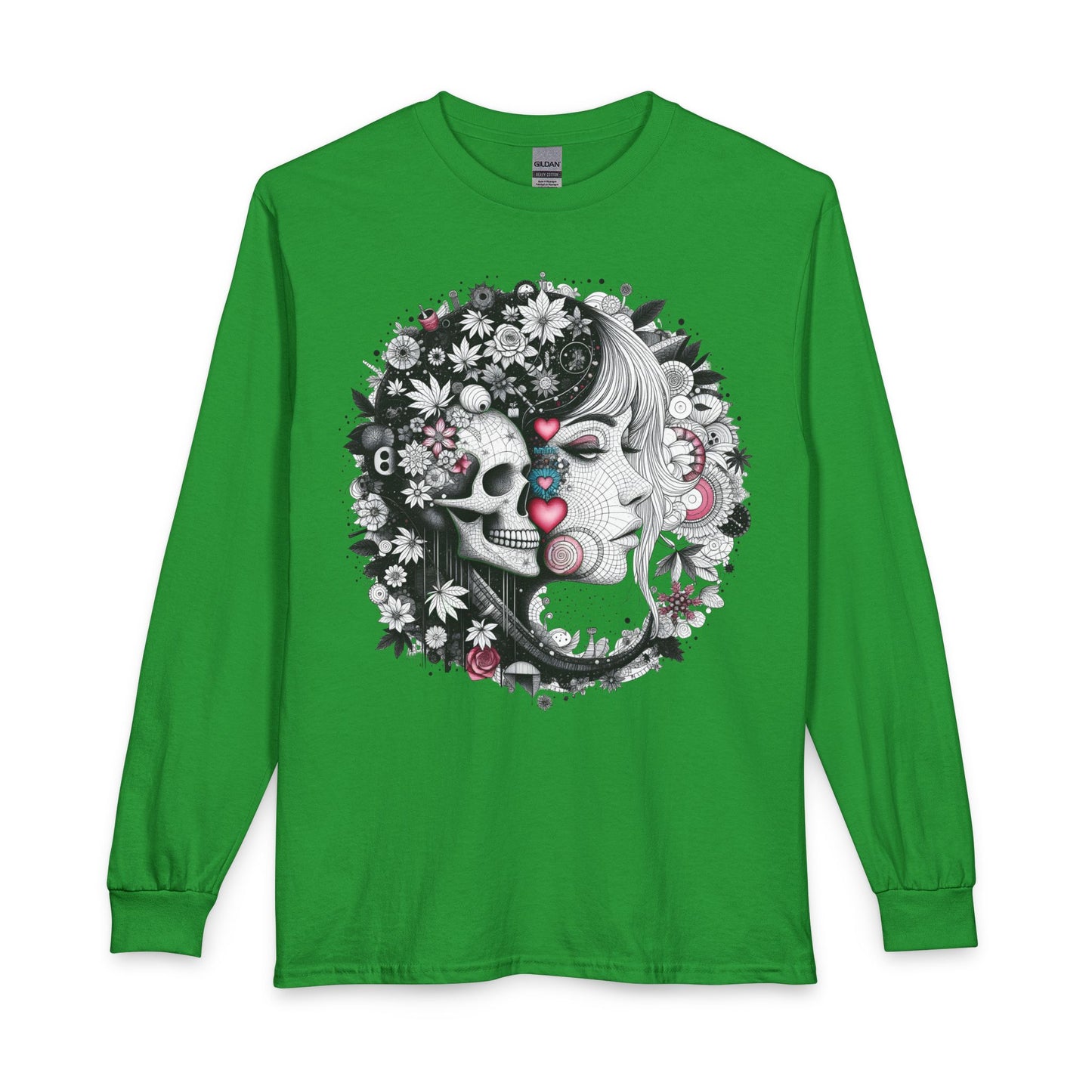 Skull & Mary Floral Long Sleeve Tee — Day of the Dead Romance
