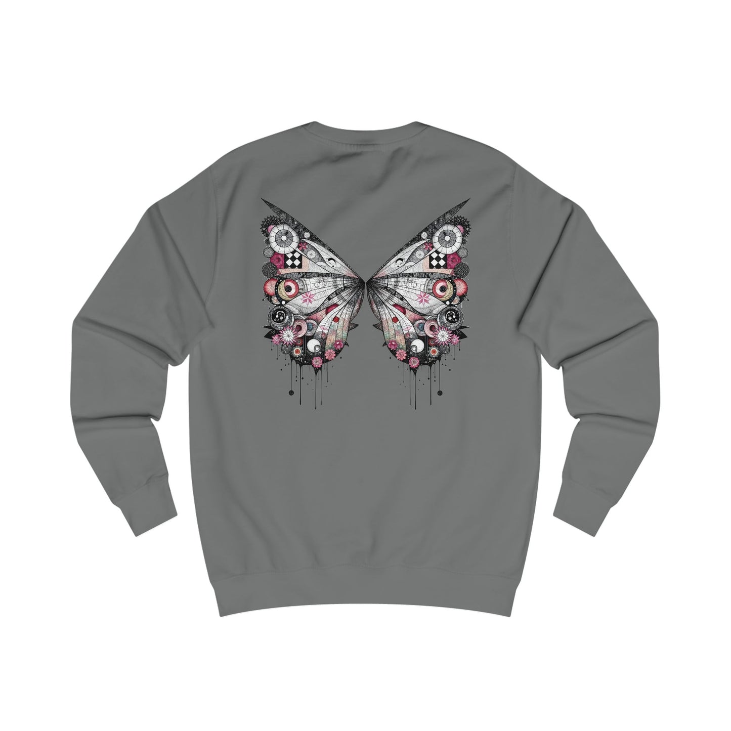 Fairies of a Feather Sweatshirt — Floral Skull Wing Graphic - Front and Back - Unisex Sweatshirt