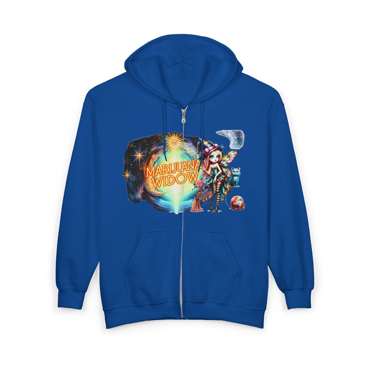 "Cirque de Mayhem" Zip Hoodie — Vintage Carnival Tent & Fairy Illustration - Front and Back Graphic