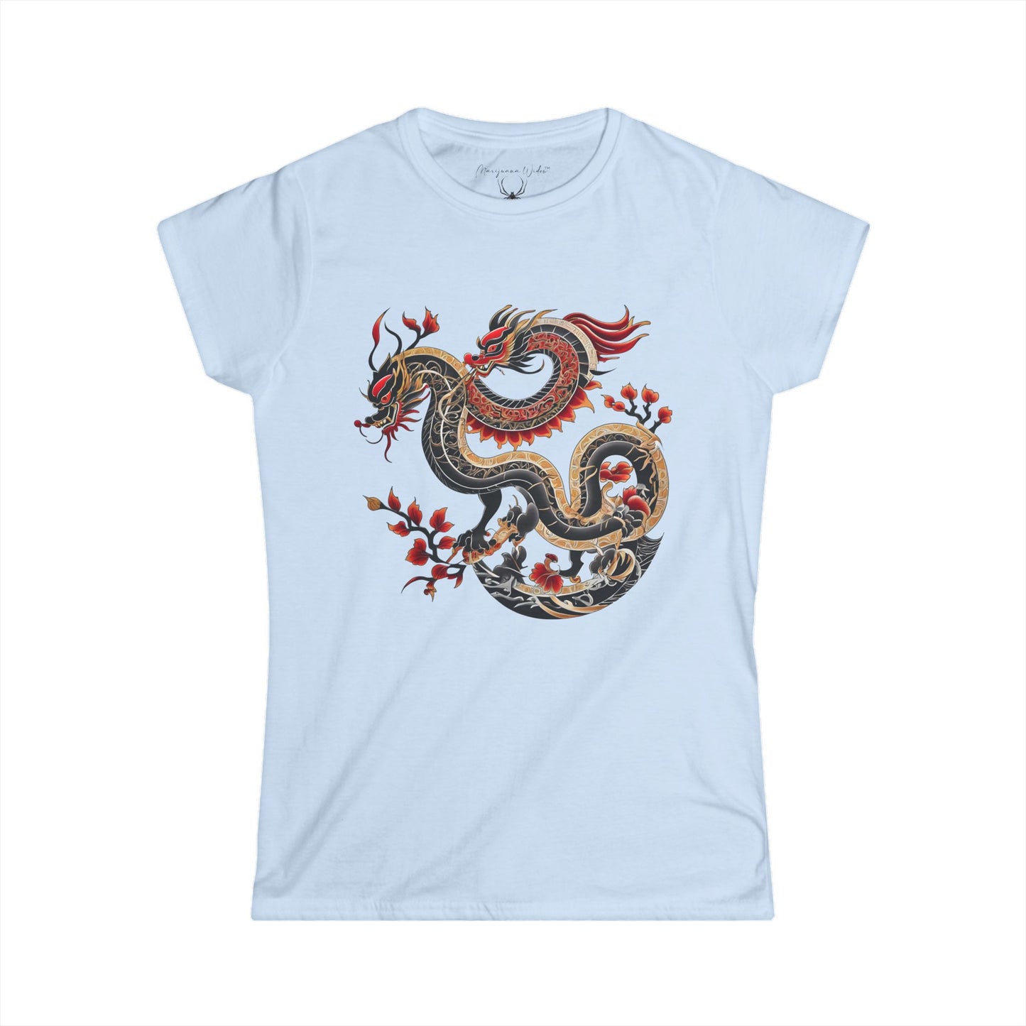 Dragon Floral Women's Tee — Vintage Eastern Serpent Graphic Shirt