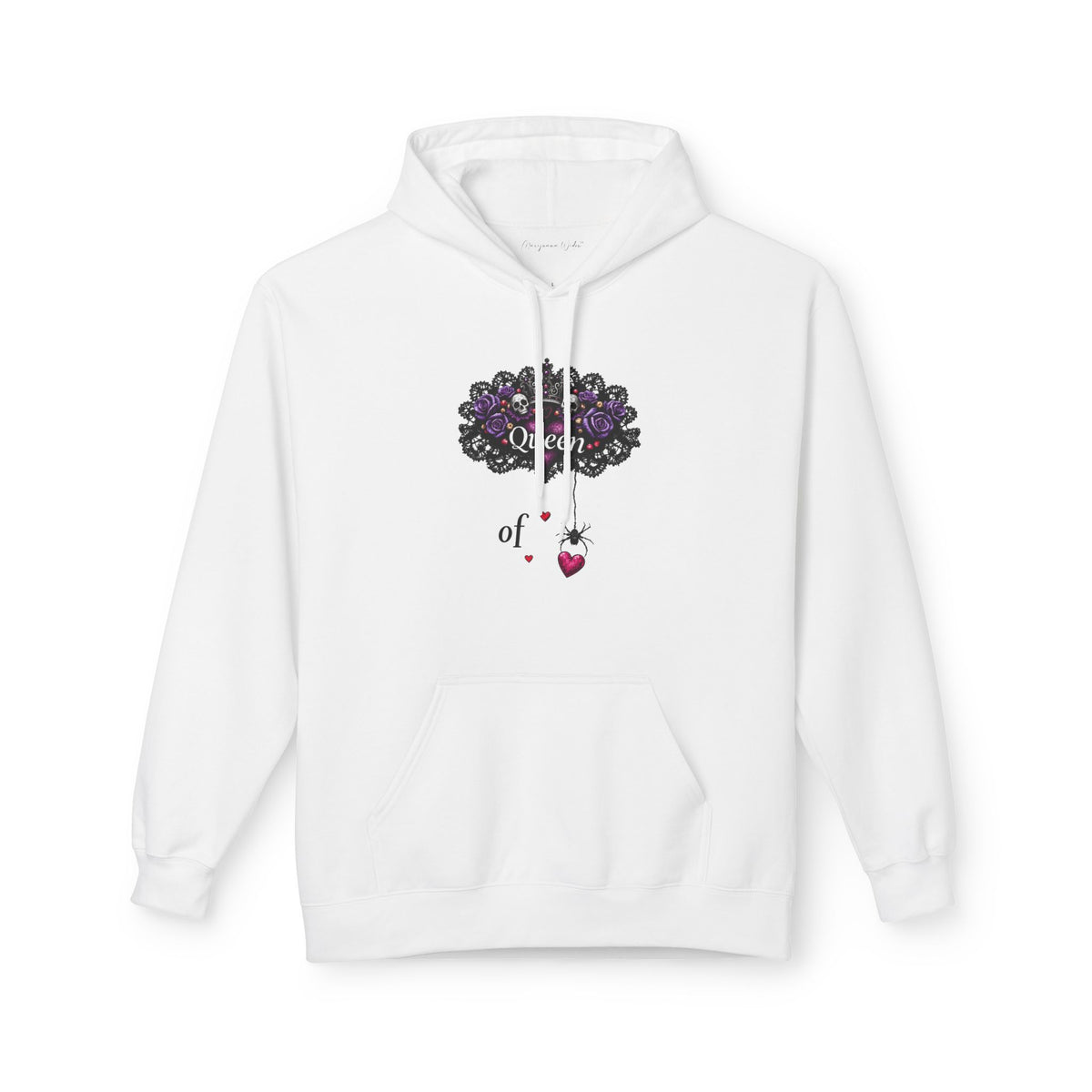 Queen of Hearts Hoodie - Spider Heart Drop Floral Sweatshirt Pullover - Marijuana Widow
