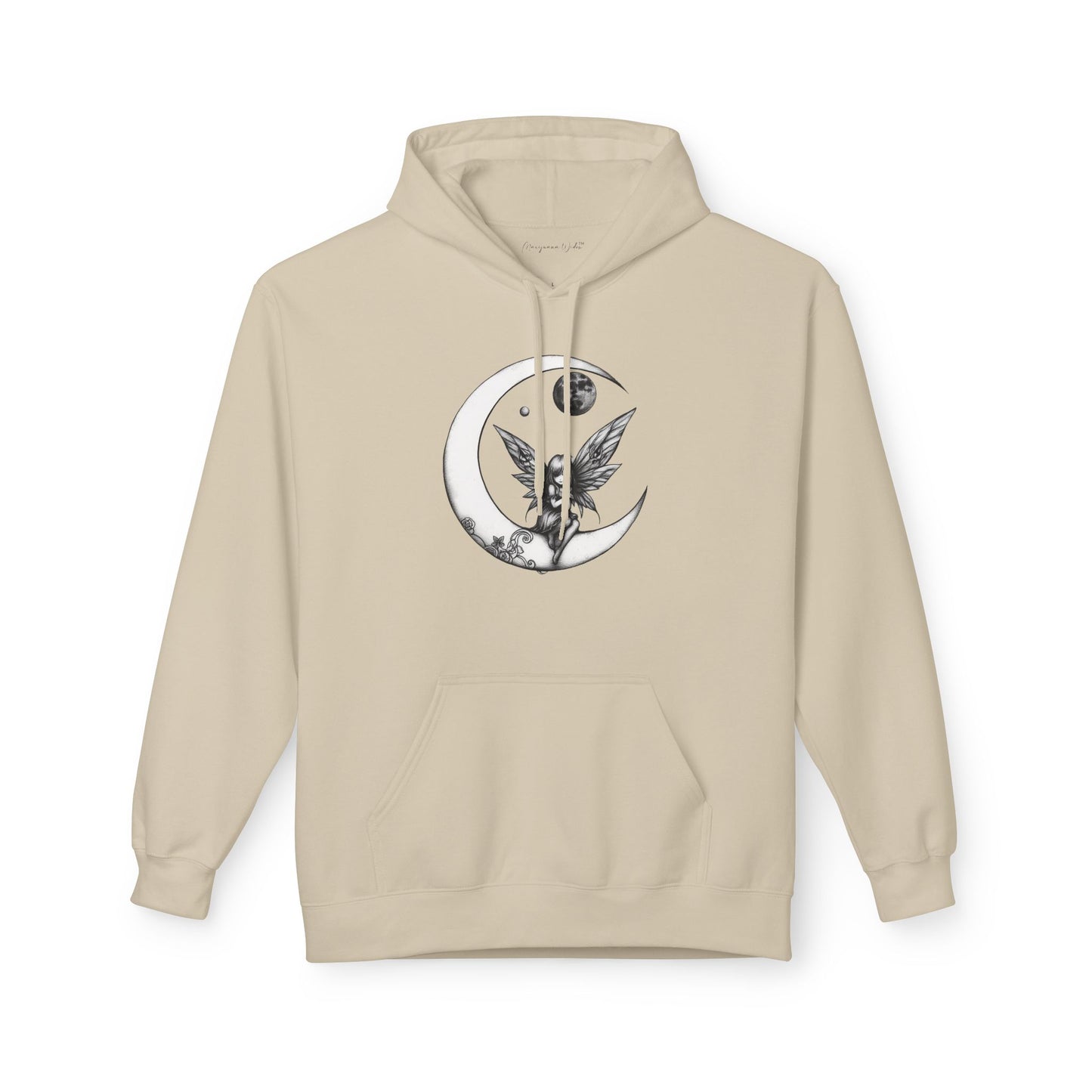Fairy Moon Hoodie — Girl in the Moon - Fantasy Fairy with Crescent Moon Graphic