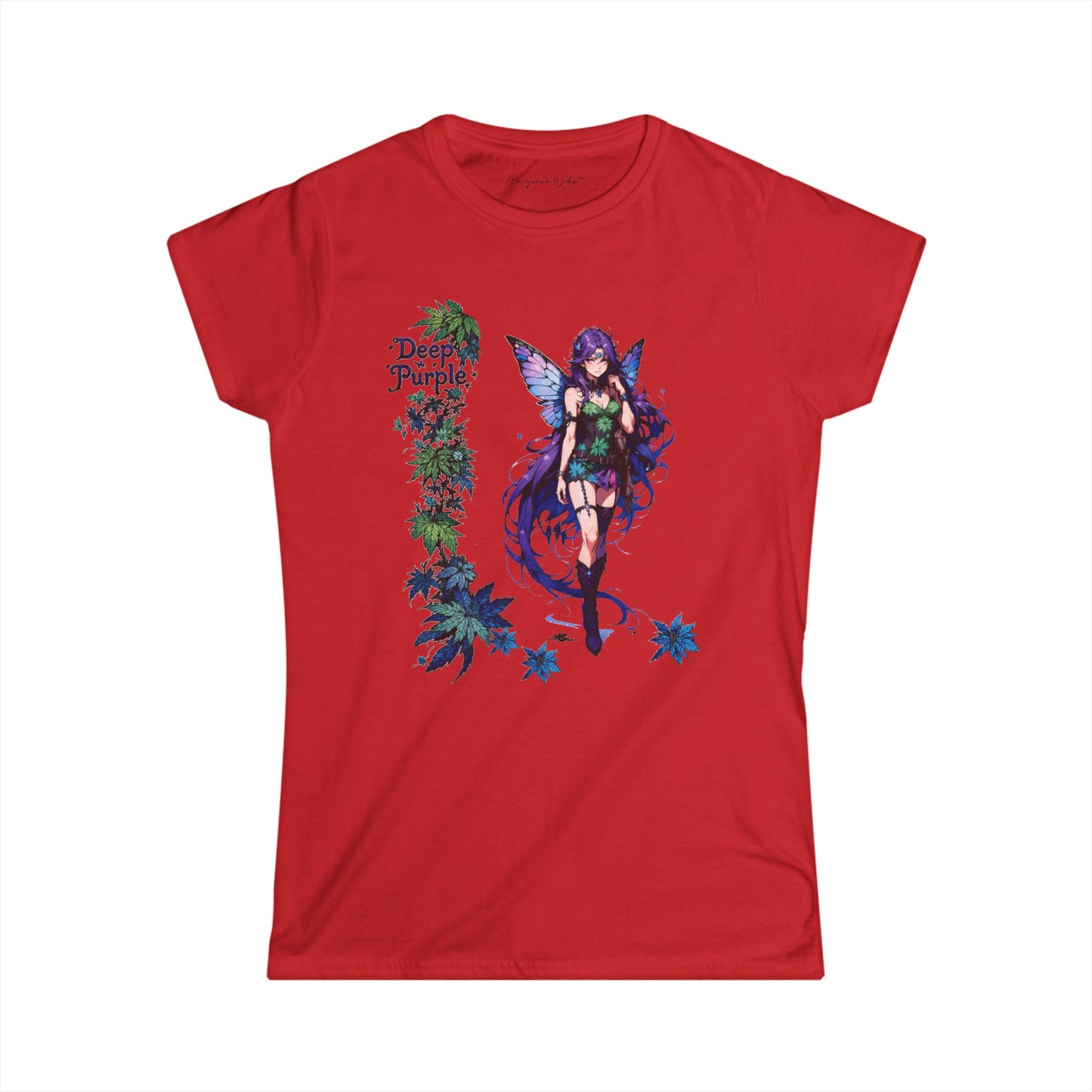 Deep Purple - Fairy Anime T-Shirt — Purple Winged Fairy Illustration