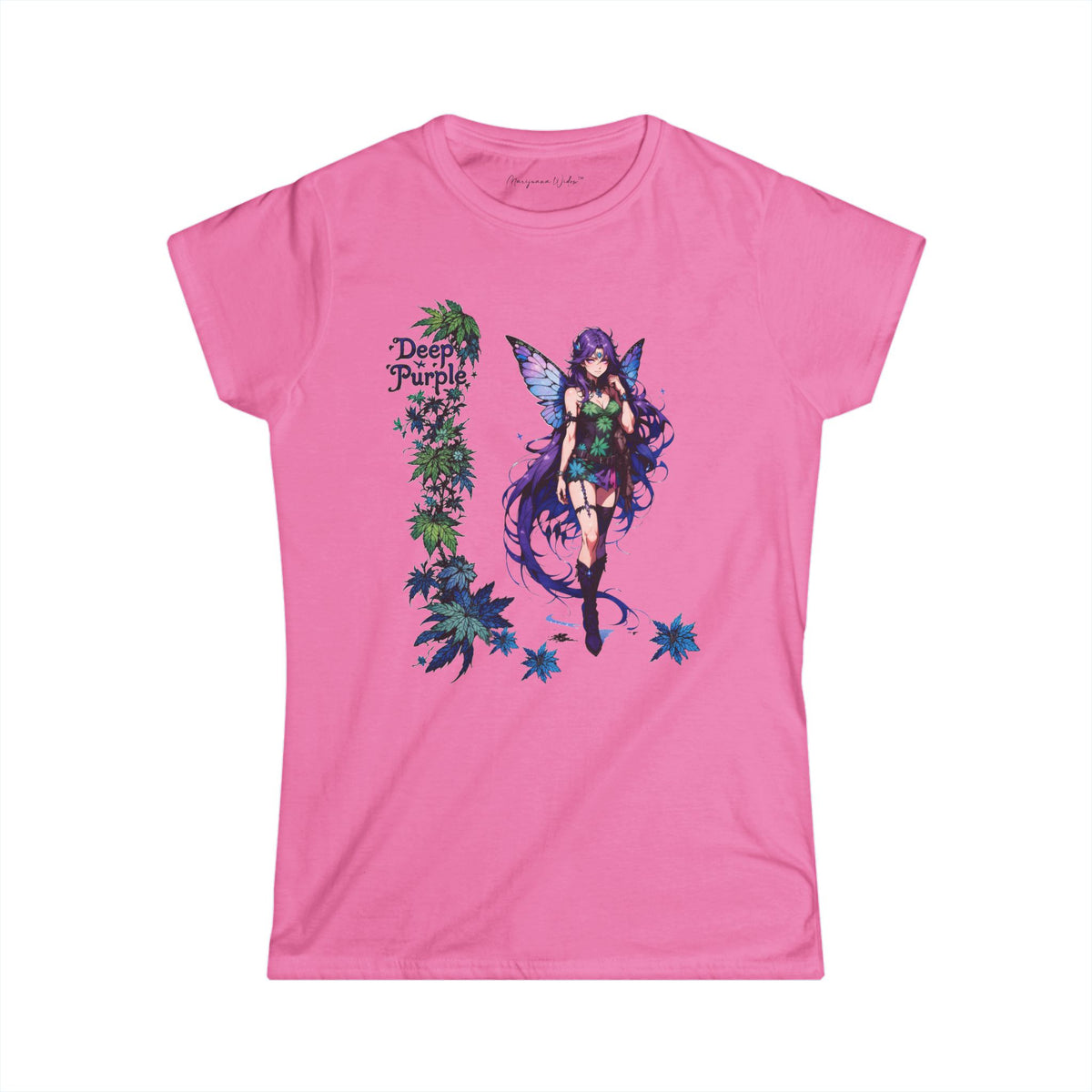 Deep Purple - Fairy Anime T-Shirt — Purple Winged Fairy Illustration - Marijuana Widow