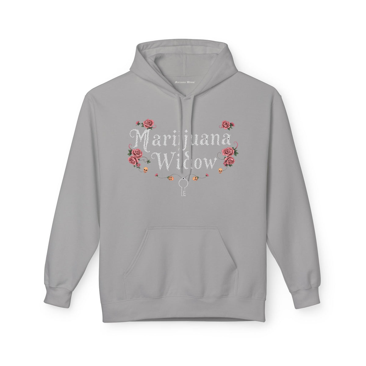 Marijuana Widow "Heart Aperture" - Pink Rose with Lace and Skulls Floral Hoodie - Marijuana Widow