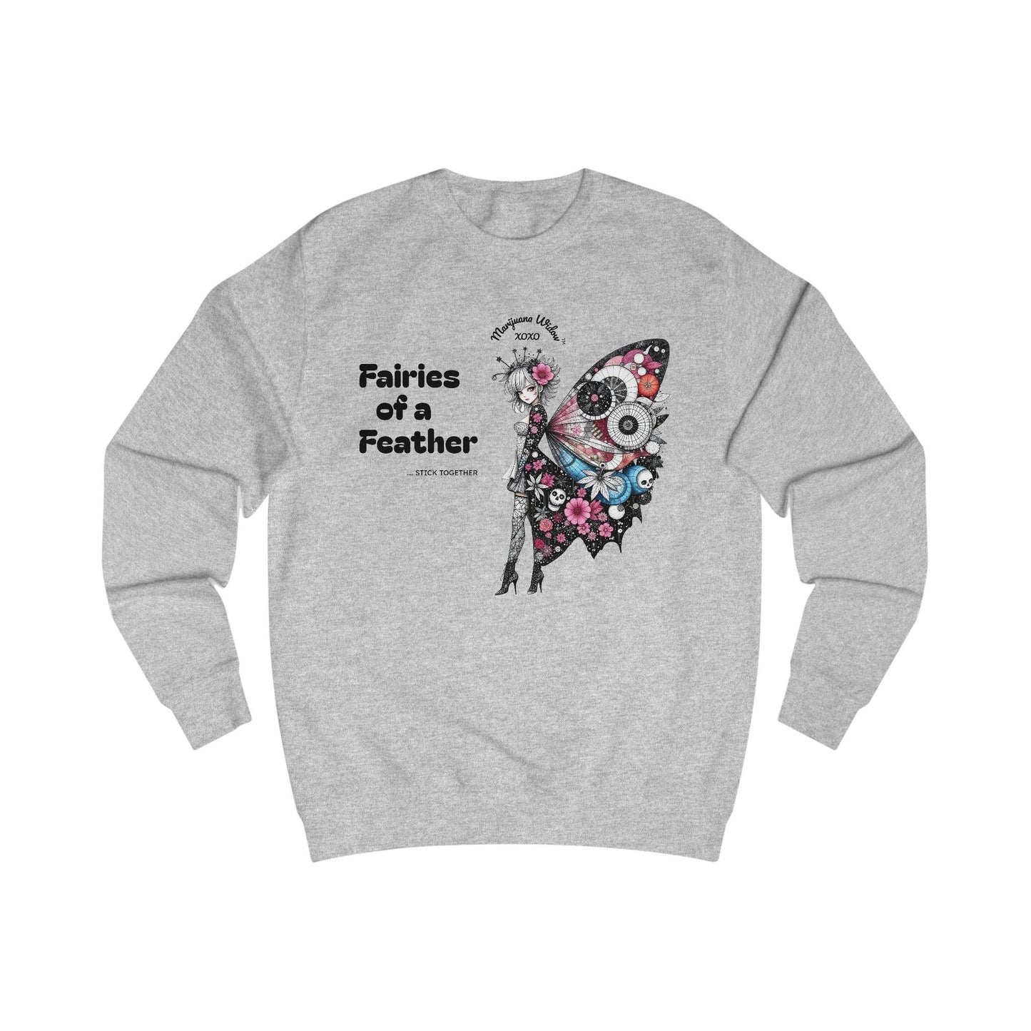 Fairies of a Feather Sweatshirt — Floral Skull Wing Graphic - Front and Back - Unisex Sweatshirt