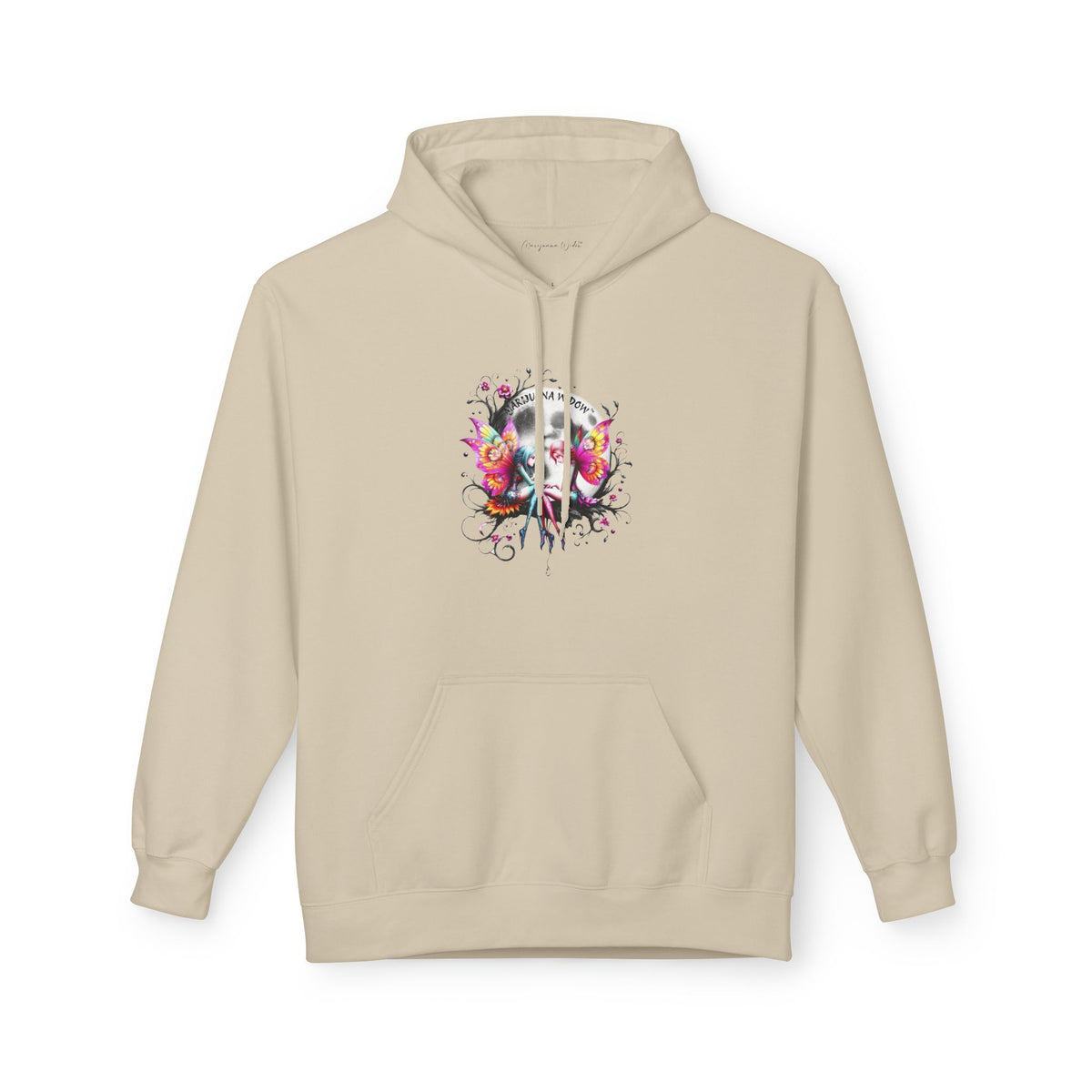 Moon Fairy - Dreamin' Butterfly Hoodie — Vintage Floral Graphic Unisex Pullover - Marijuana Widow