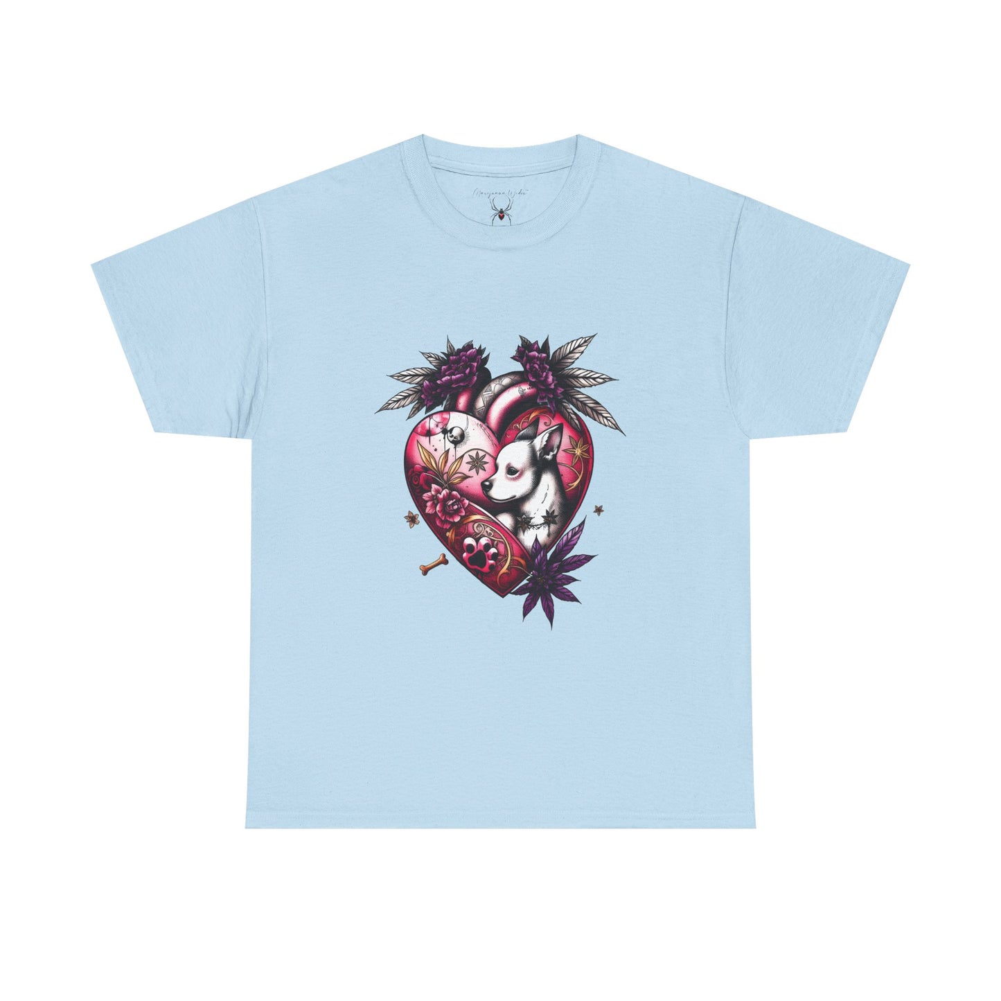 I Love Dogs - Chihuahua Valentine Heart Tee — Gothic Floral Dog Graphic Unisex T-Shirt