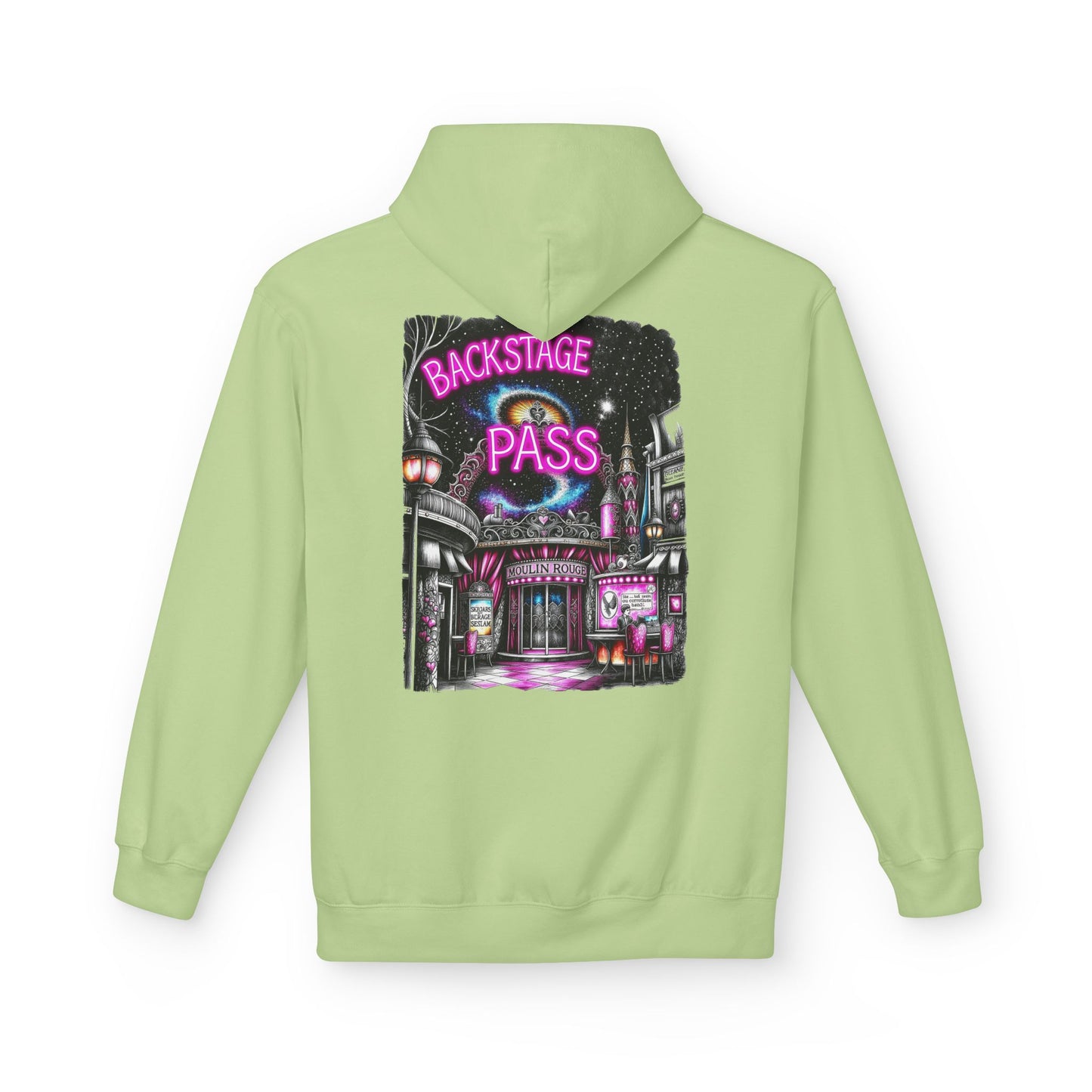 Backstage Pass Hoodie — Superstar Fairy - Neon Burlesque Theater Graphic Unisex Pullover - Marijuana Widow