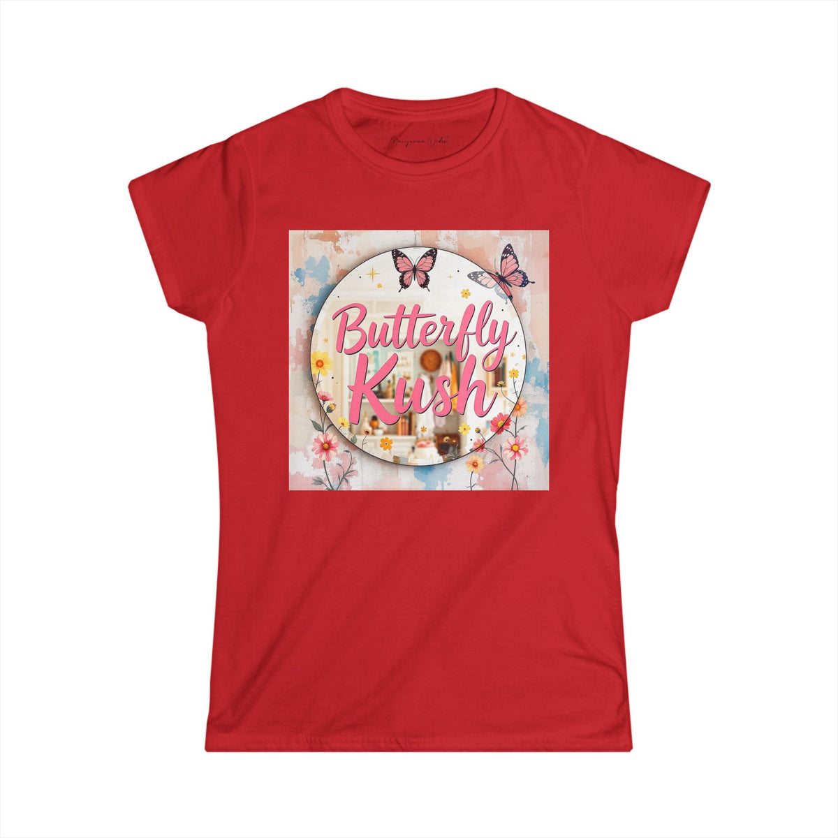 Butterfly Kush Pastel Mirror — Floral Pastel Women's Graphic T‑Shirt - Marijuana Widow