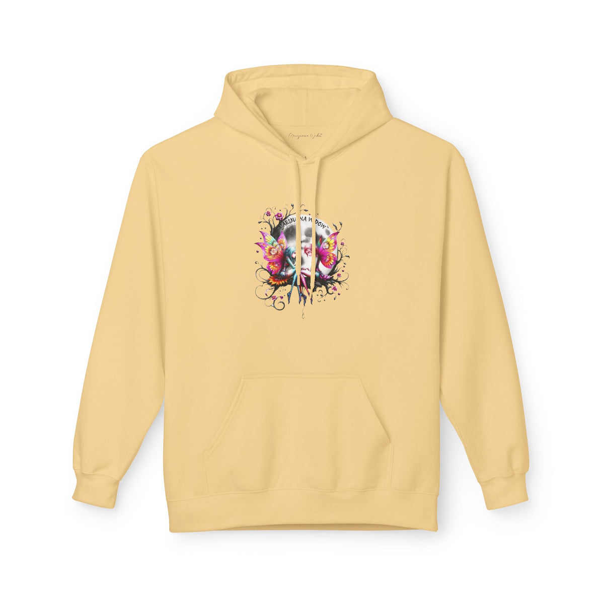 Moon Fairy - Dreamin' Butterfly Hoodie — Vintage Floral Graphic Unisex Pullover - Marijuana Widow