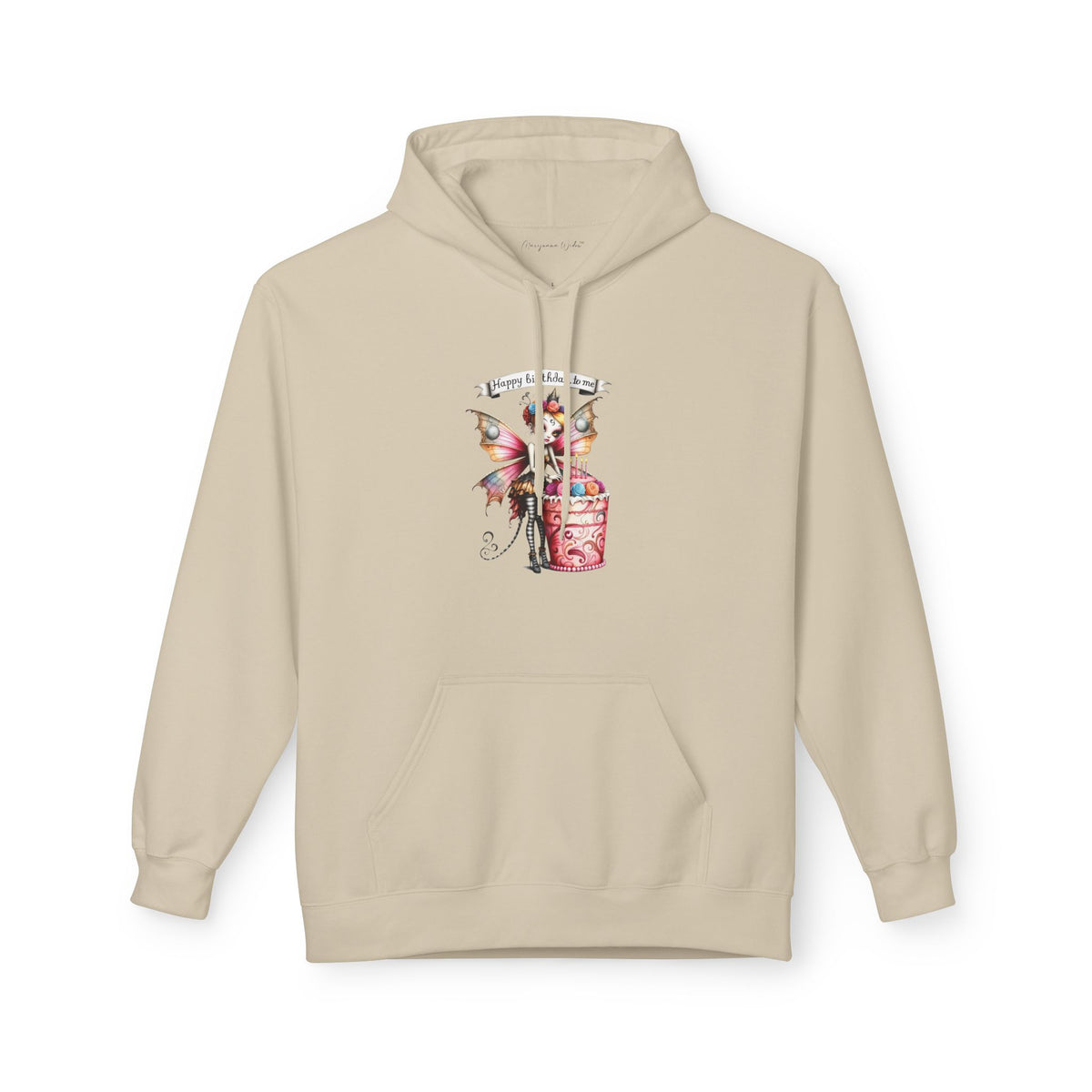 Fairy Butterfly - Happy Birthday to Me - Unisex Hoodie - Fairy and Cat with a Birthday Cake Sweatshirt - Marijuana Widow