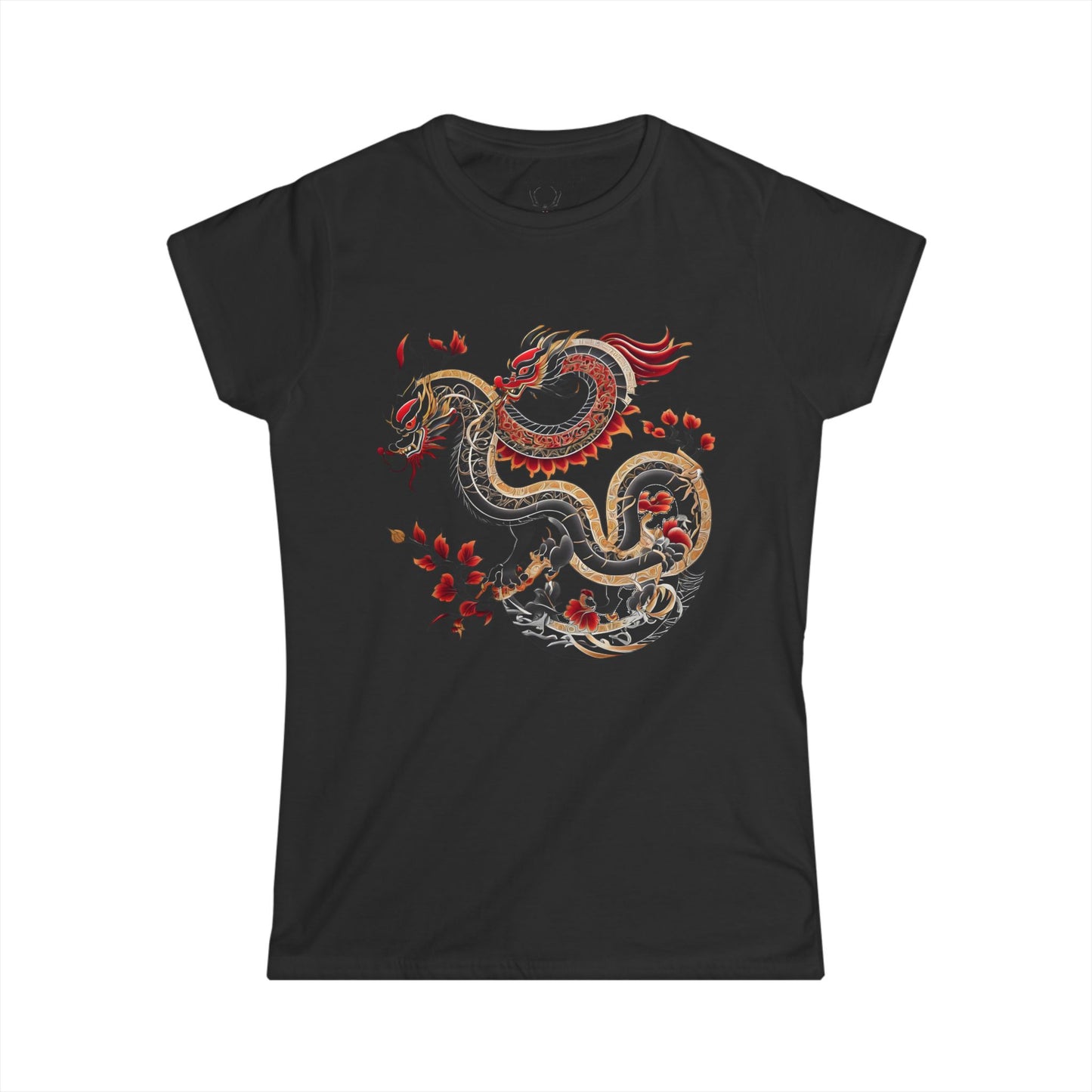 Dragon Floral Women's Tee — Vintage Eastern Serpent Graphic Shirt