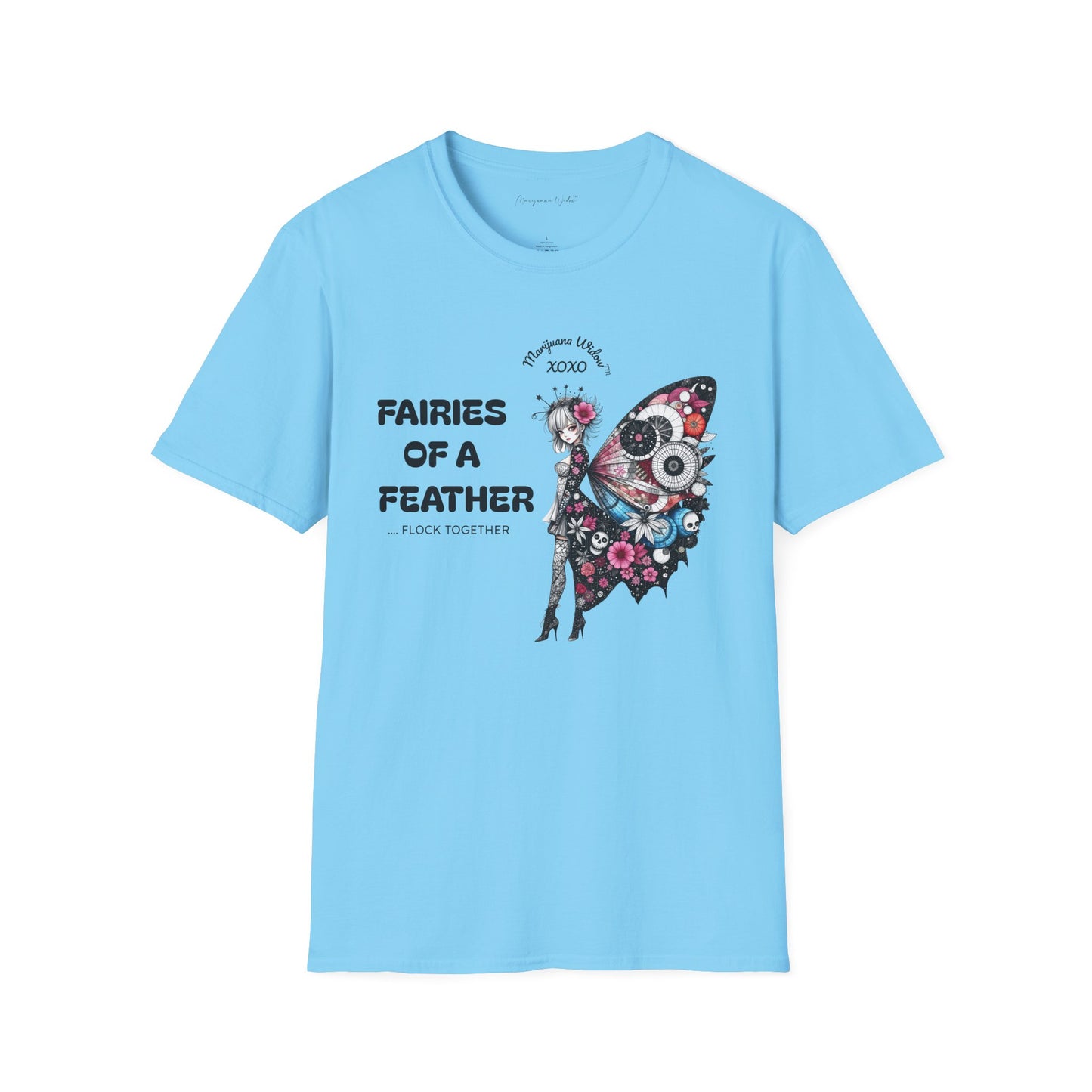 Fairies of a Feather T-Shirt — Floral Skull Wing Graphic Unisex Tee