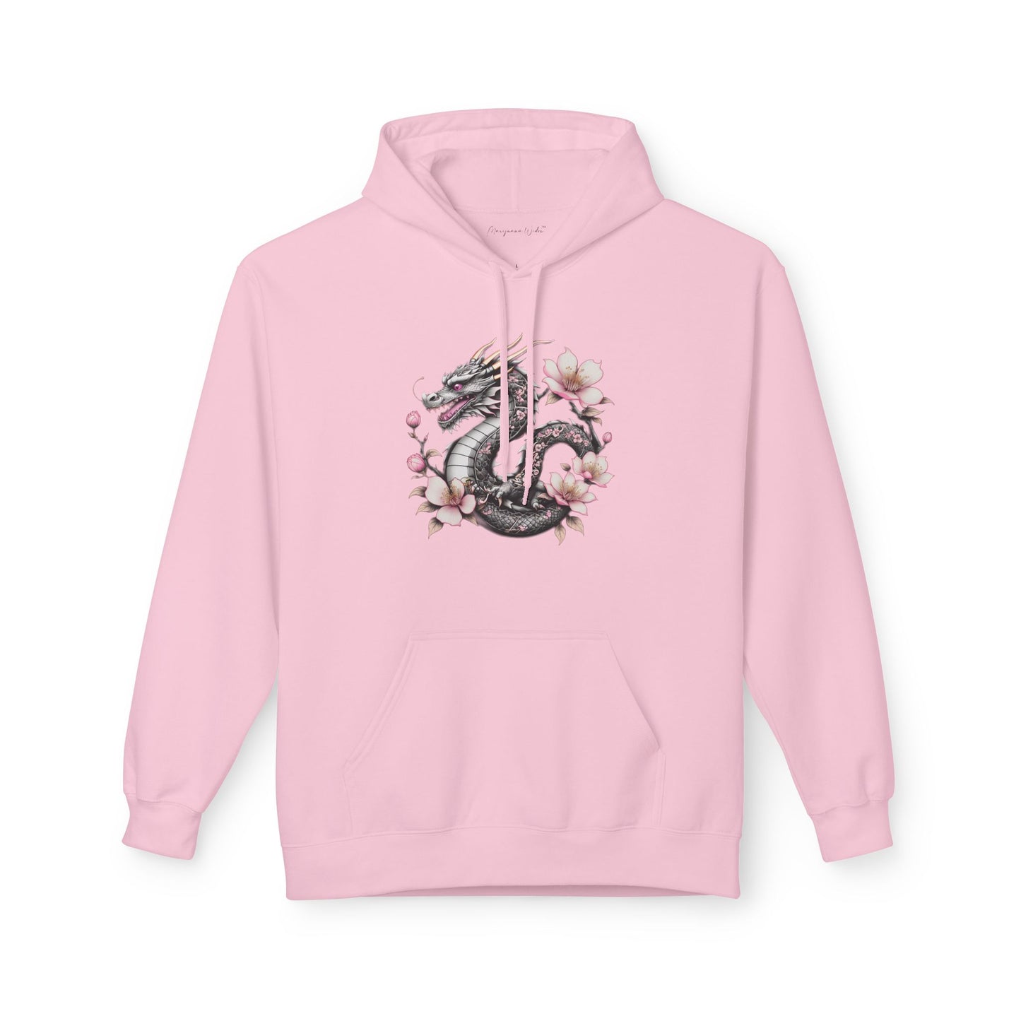 Asian Influence - Floral Dragon Hoodie – Watercolor Sakura Yin-Yang Design - Unisex Sweatshirt