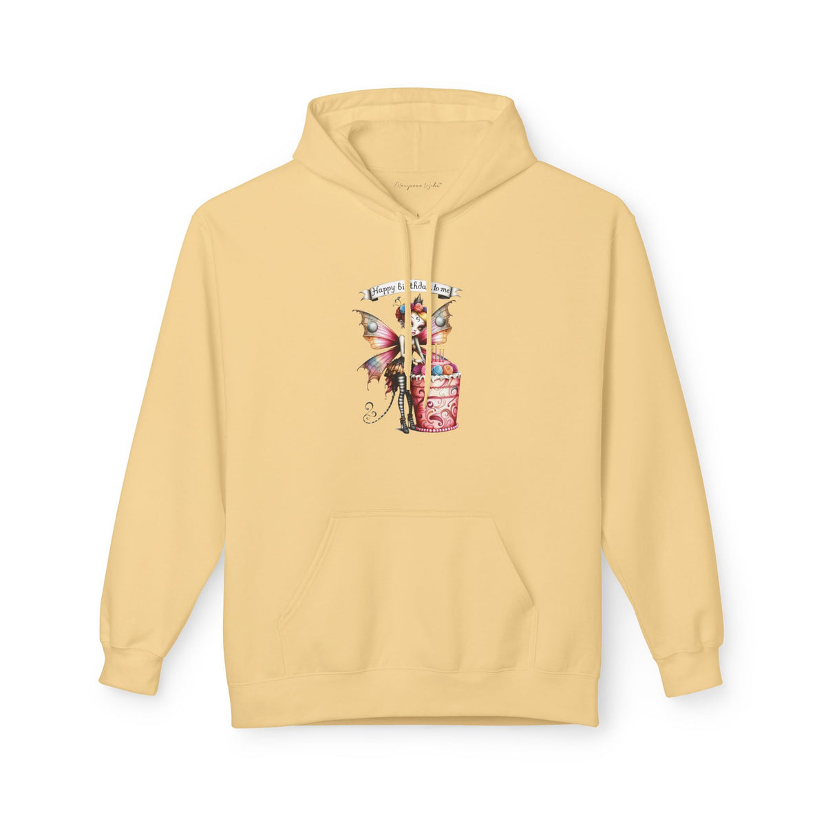 Fairy Butterfly - Happy Birthday to Me - Unisex Hoodie - Fairy and Cat with a Birthday Cake Sweatshirt - Marijuana Widow