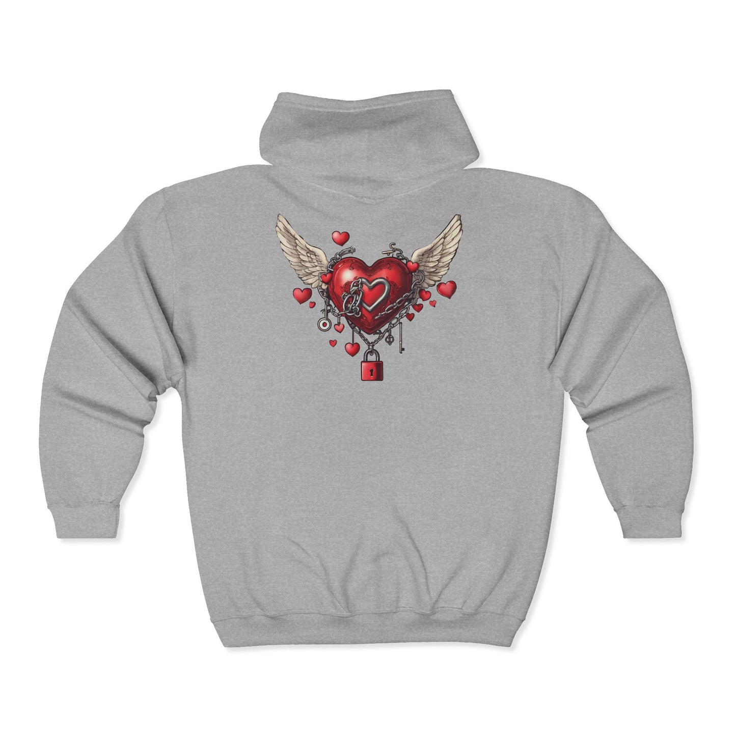 Locked Up Winged Heart - Unisex Zip Hoodie — Gothic Heart Design