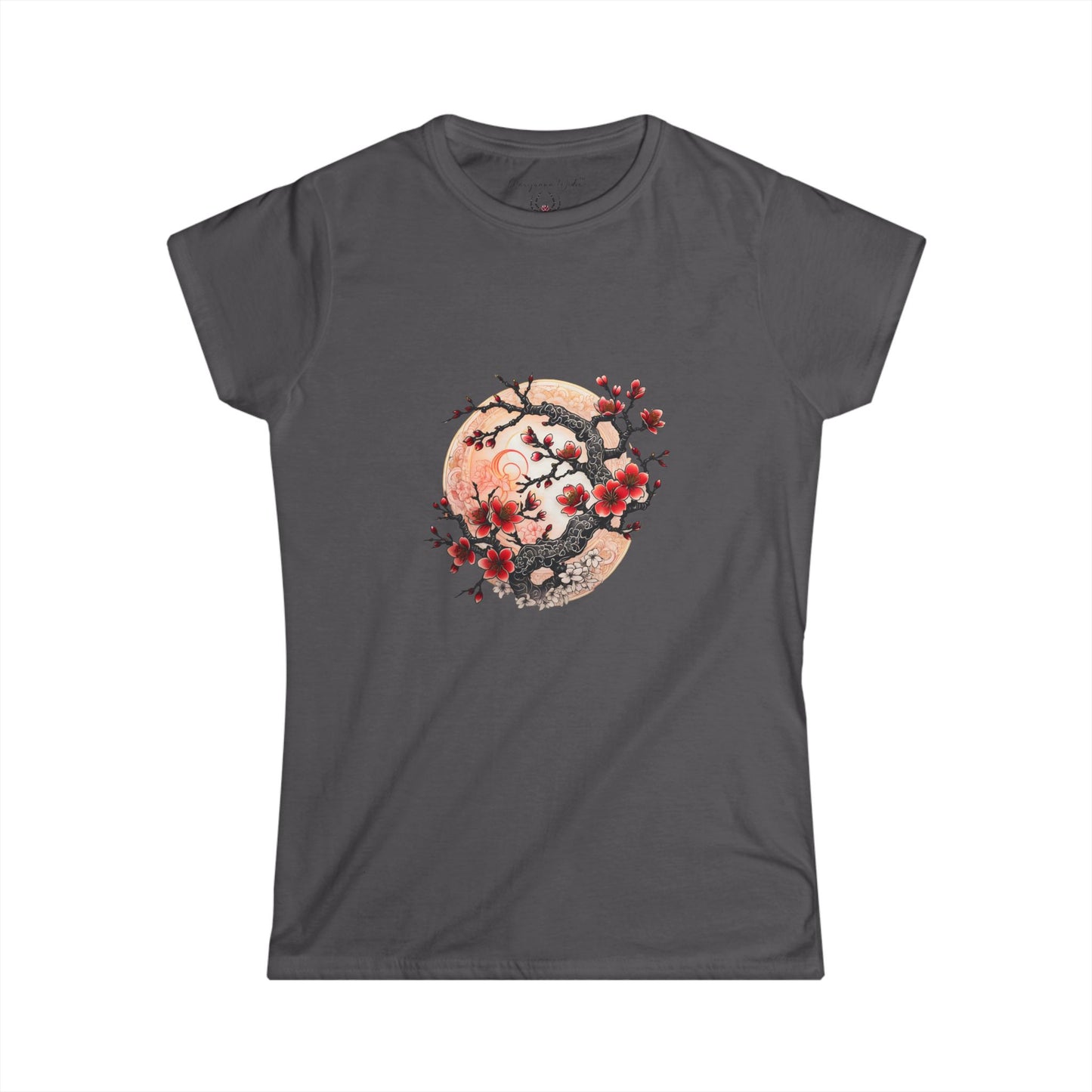 Cherry Blossom Yin Yang Tee — Floral Japanese Moon Graphic Shirt